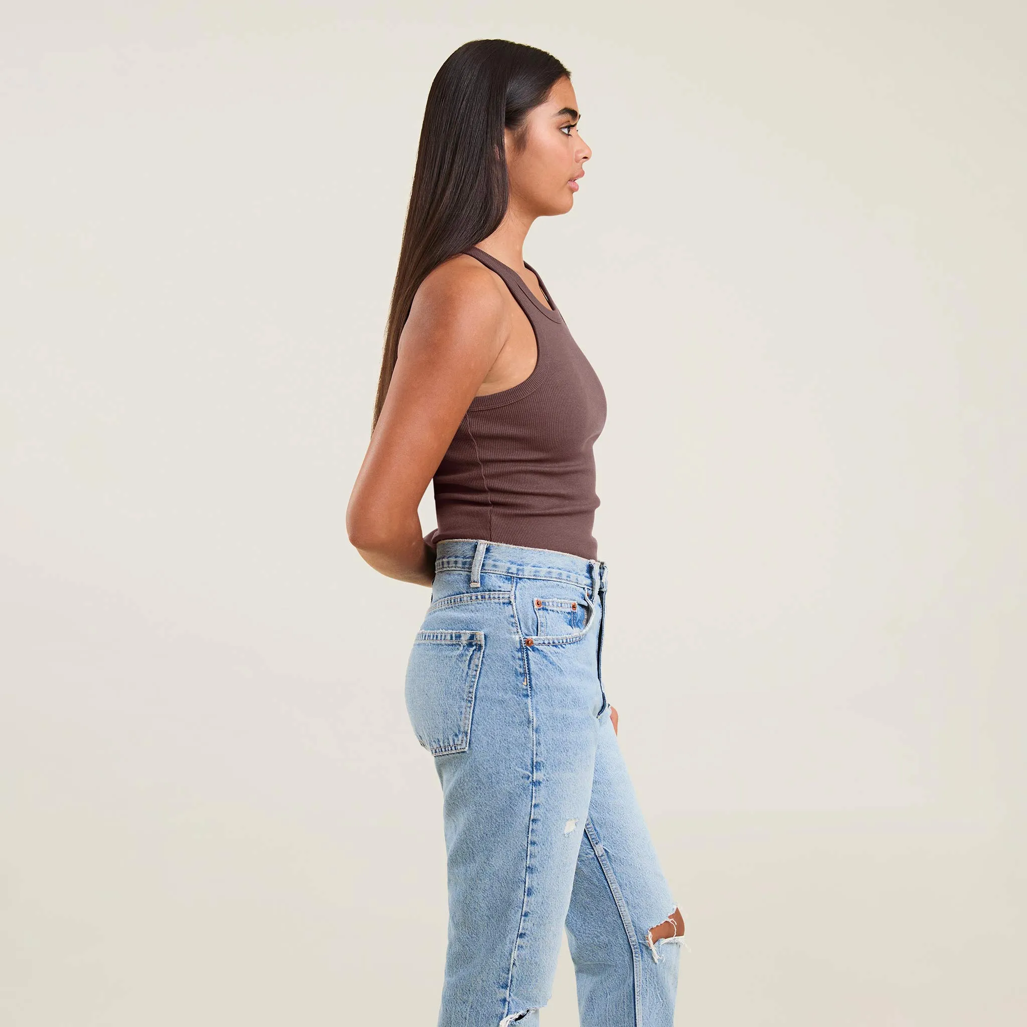 Essential Rib Tank Top | Coffee sold by nuuds product image thumbnail 3