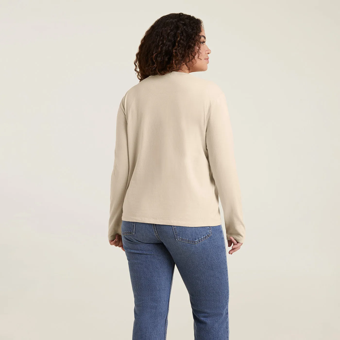 Vintage Cotton Long Sleeve Everyday T-Shirt | Bone sold by nuuds product image thumbnail 4