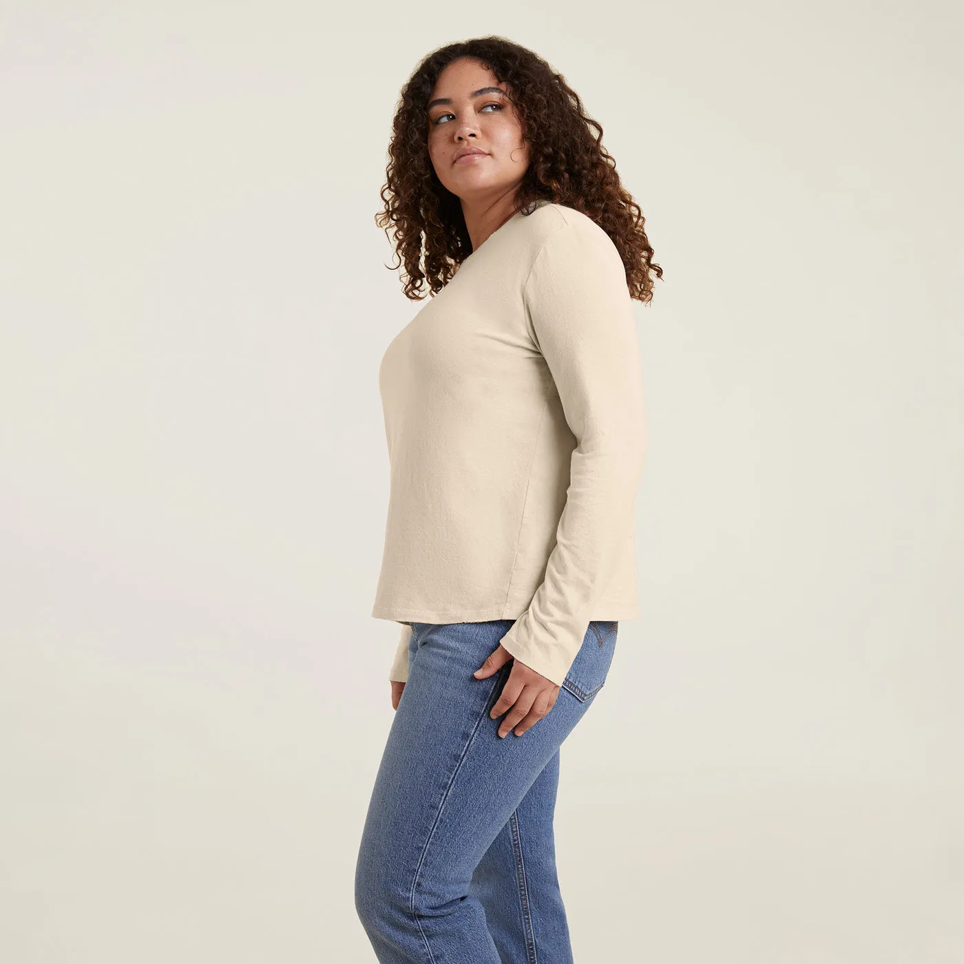 Vintage Cotton Long Sleeve Everyday T-Shirt | Bone sold by nuuds product image thumbnail 3