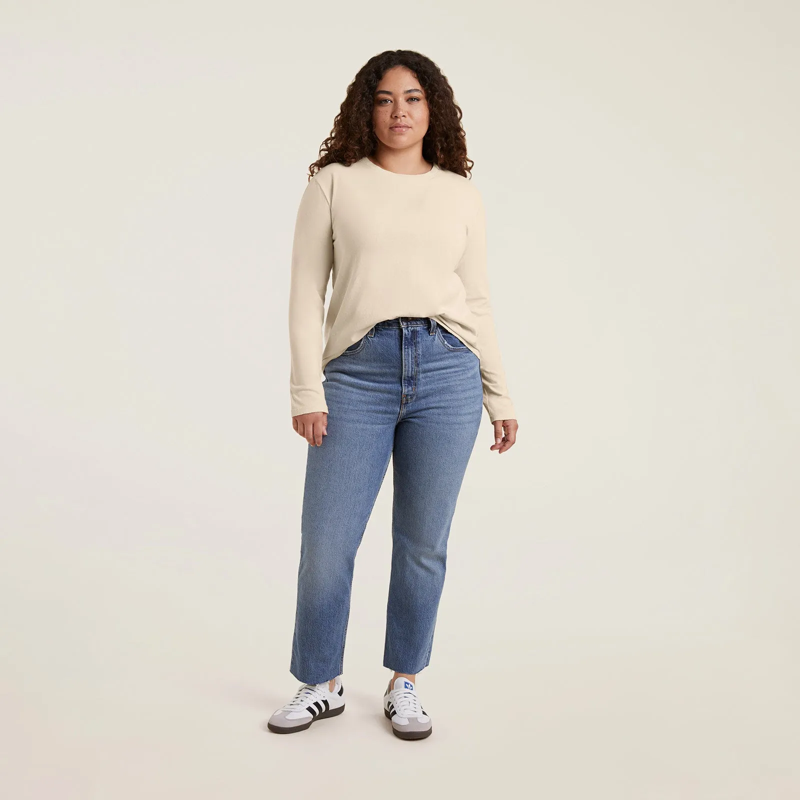 Vintage Cotton Long Sleeve Everyday T-Shirt | Bone sold by nuuds product image thumbnail 2