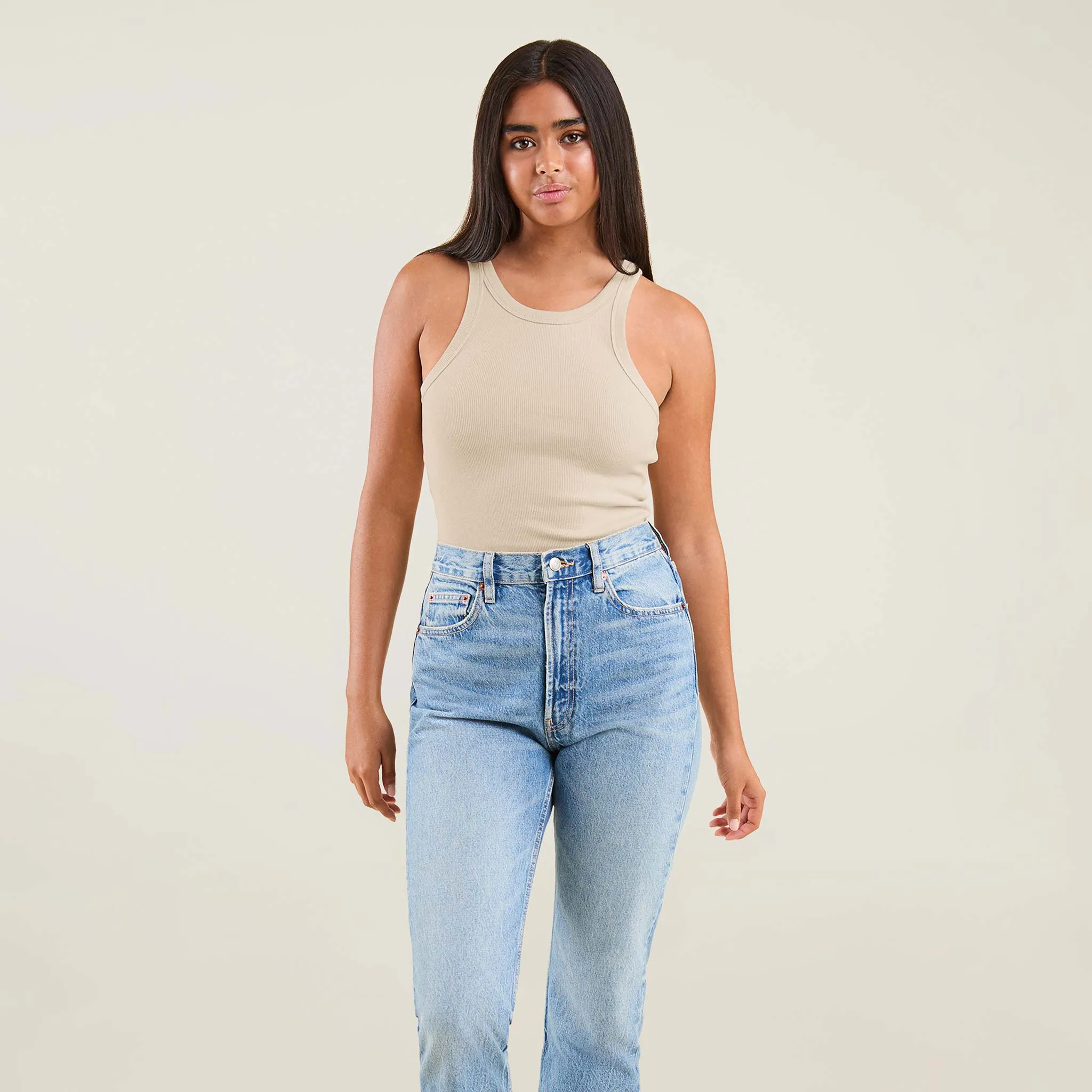 Essential Rib Tank Top | Bone sold by nuuds