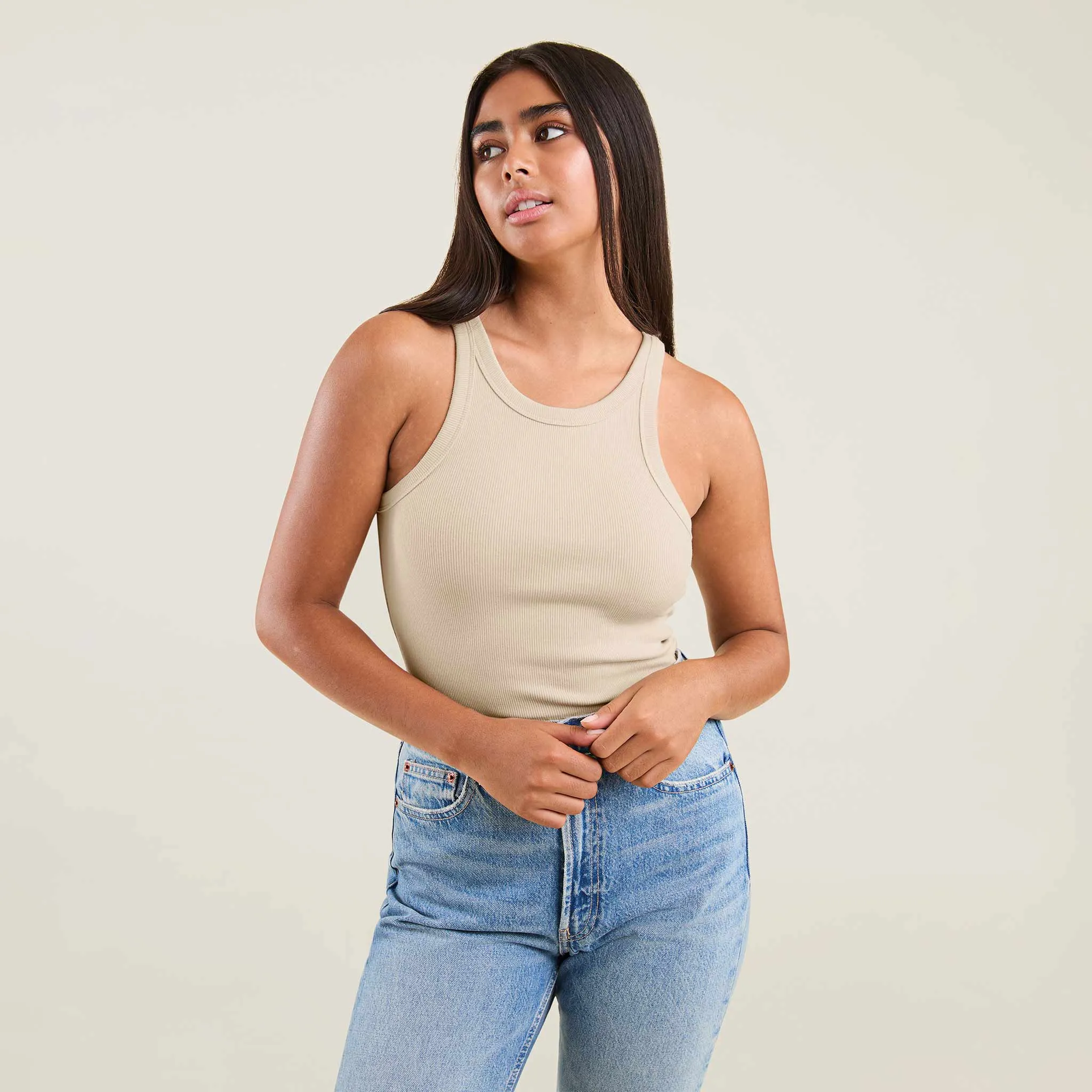 Essential Rib Tank Top | Bone sold by nuuds product image thumbnail 5
