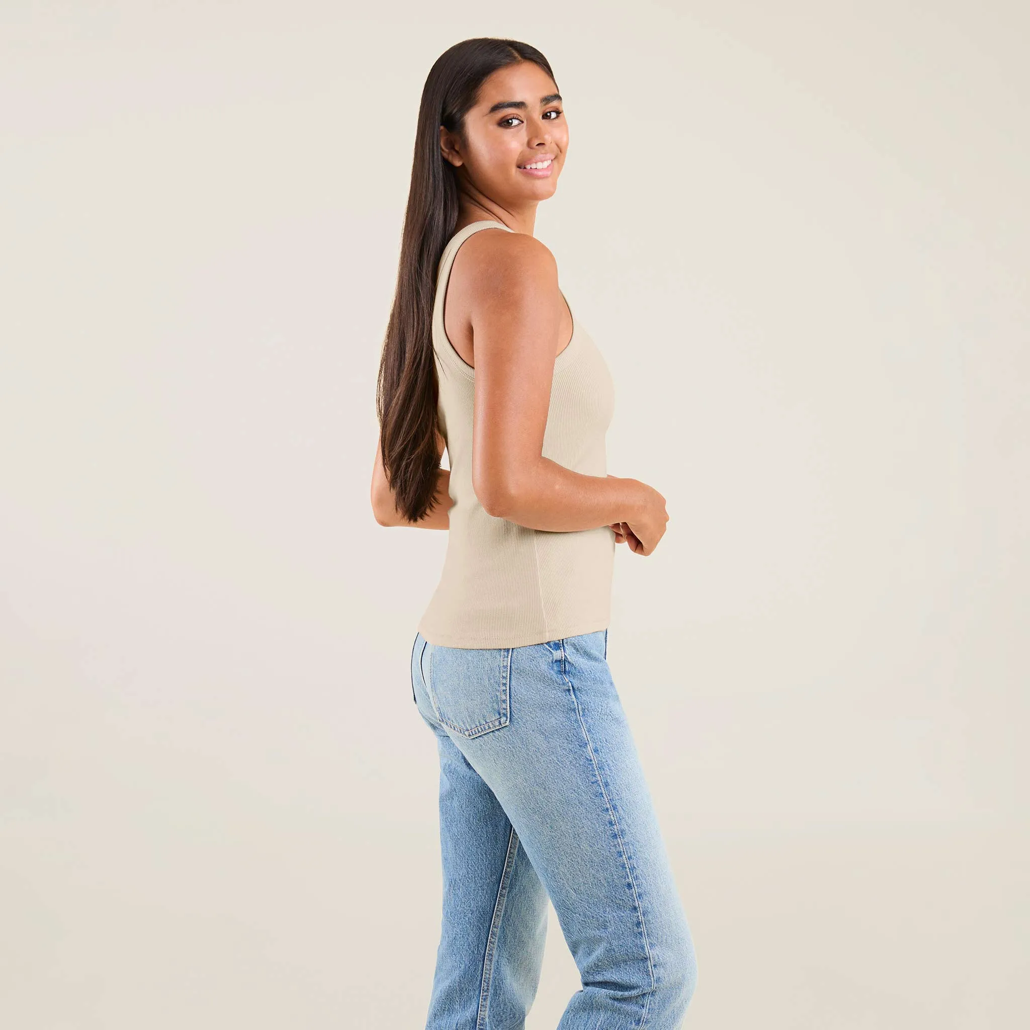 Essential Rib Tank Top | Bone sold by nuuds product image thumbnail 3
