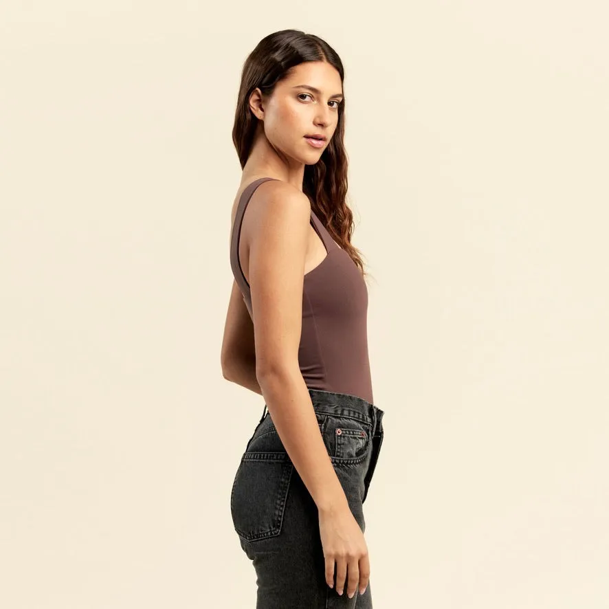 Square Neck Tank Bodysuit | Coffee sold by nuuds product image thumbnail 3