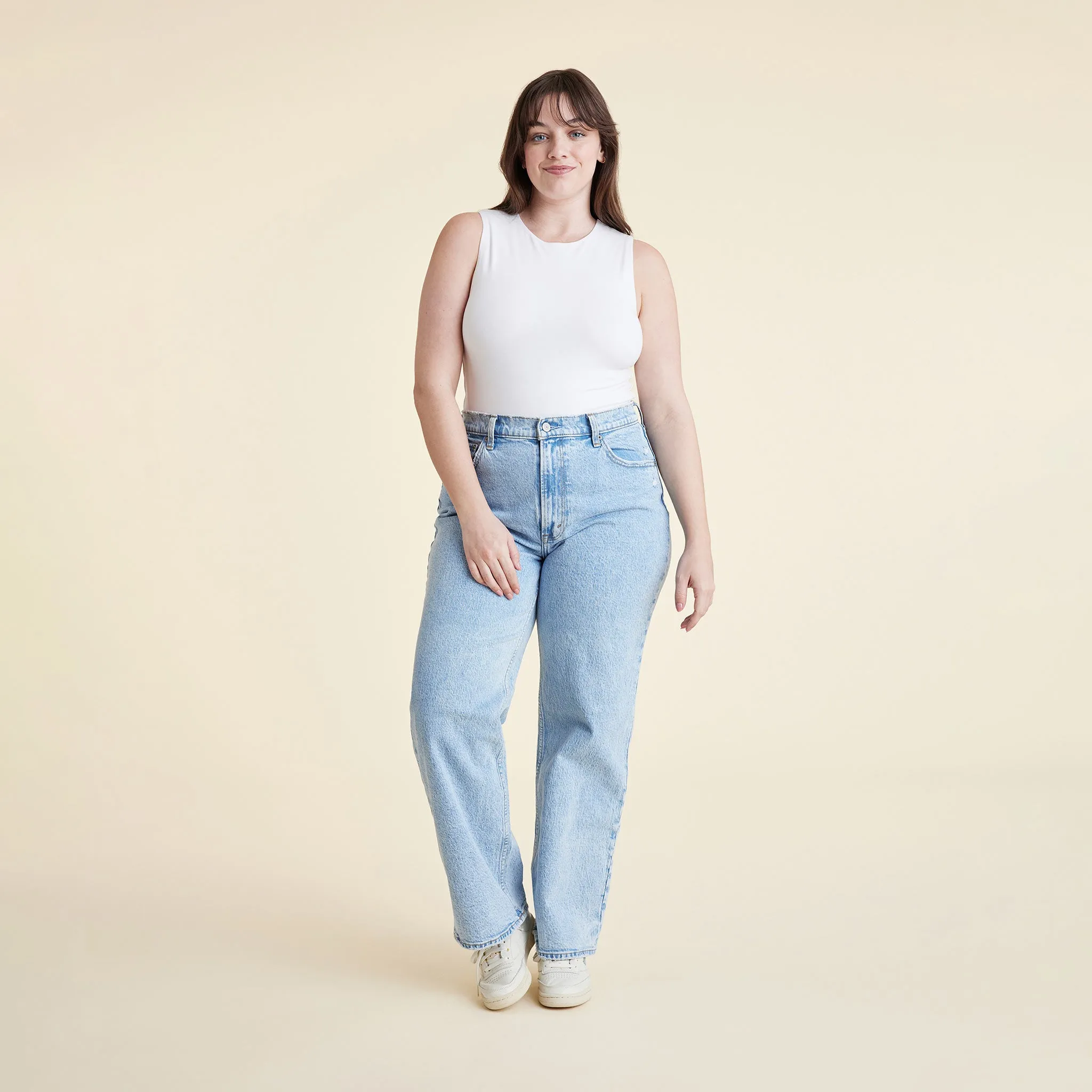 Cotton Stretch Classic Crewneck Tank Bodysuit | White sold by nuuds product image thumbnail 2