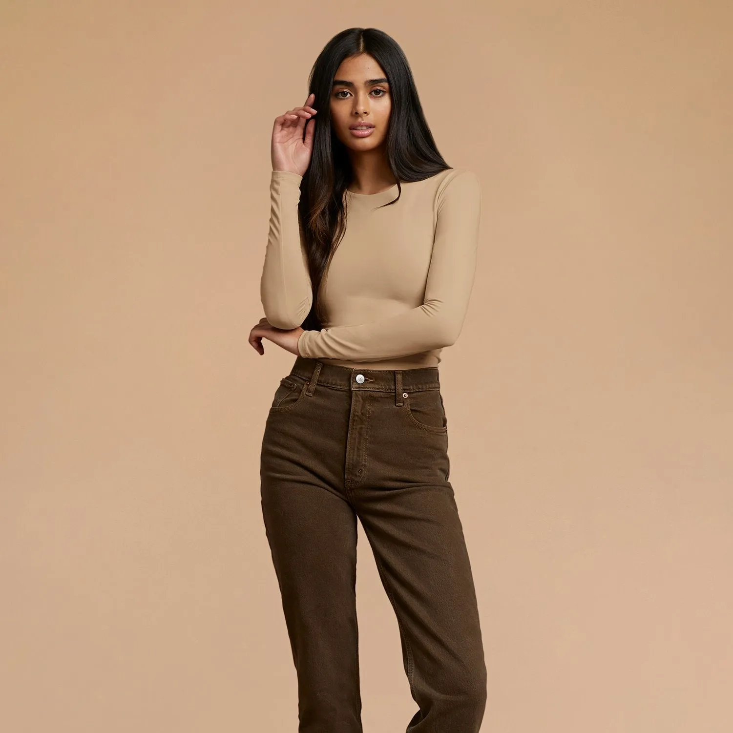 Seamless Long Sleeve Shirt | Oat sold by nuuds