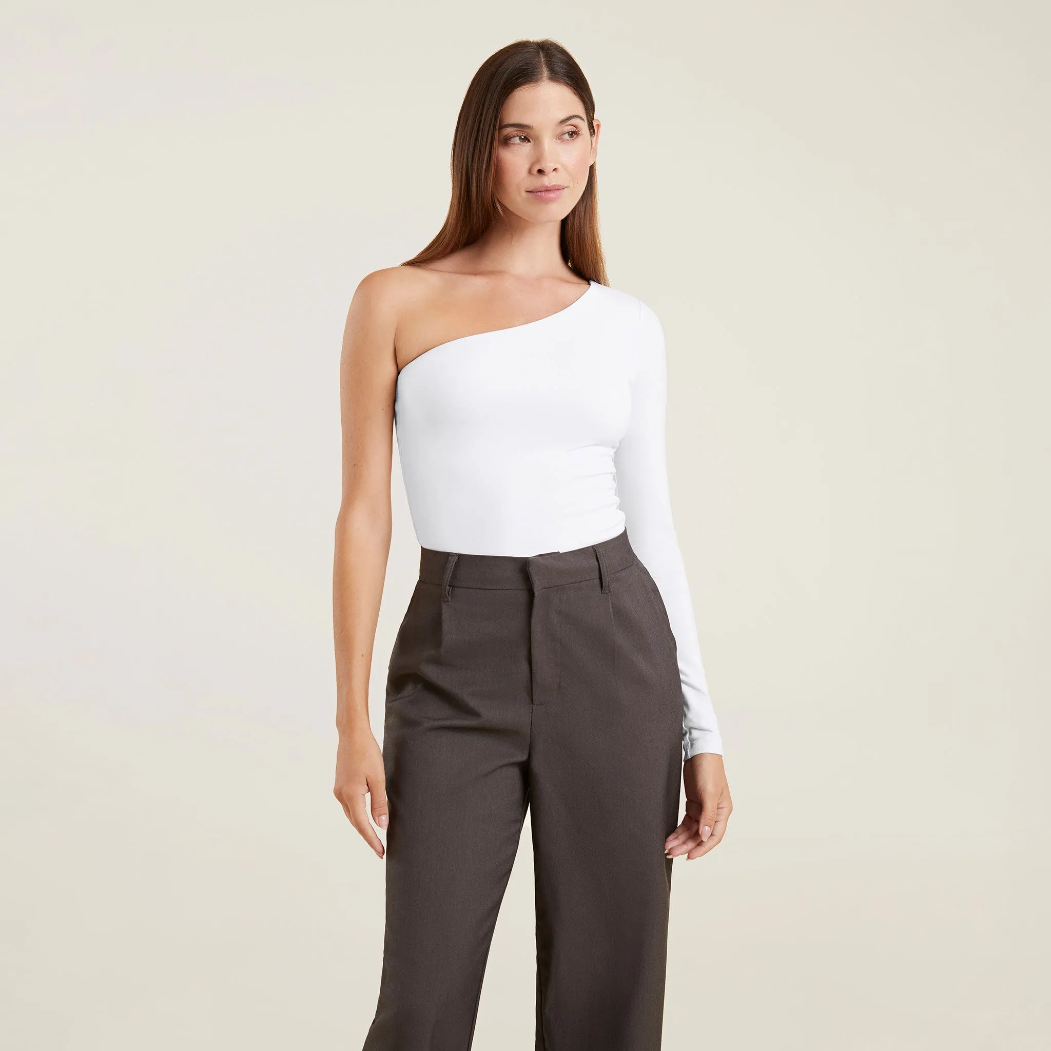 One Shoulder Bodysuit | White sold by nuuds