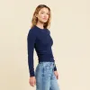 Slinky Rib Long Sleeve Shirt | Navy sold by nuuds