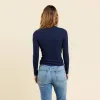 Slinky Rib Long Sleeve Shirt | Navy sold by nuuds