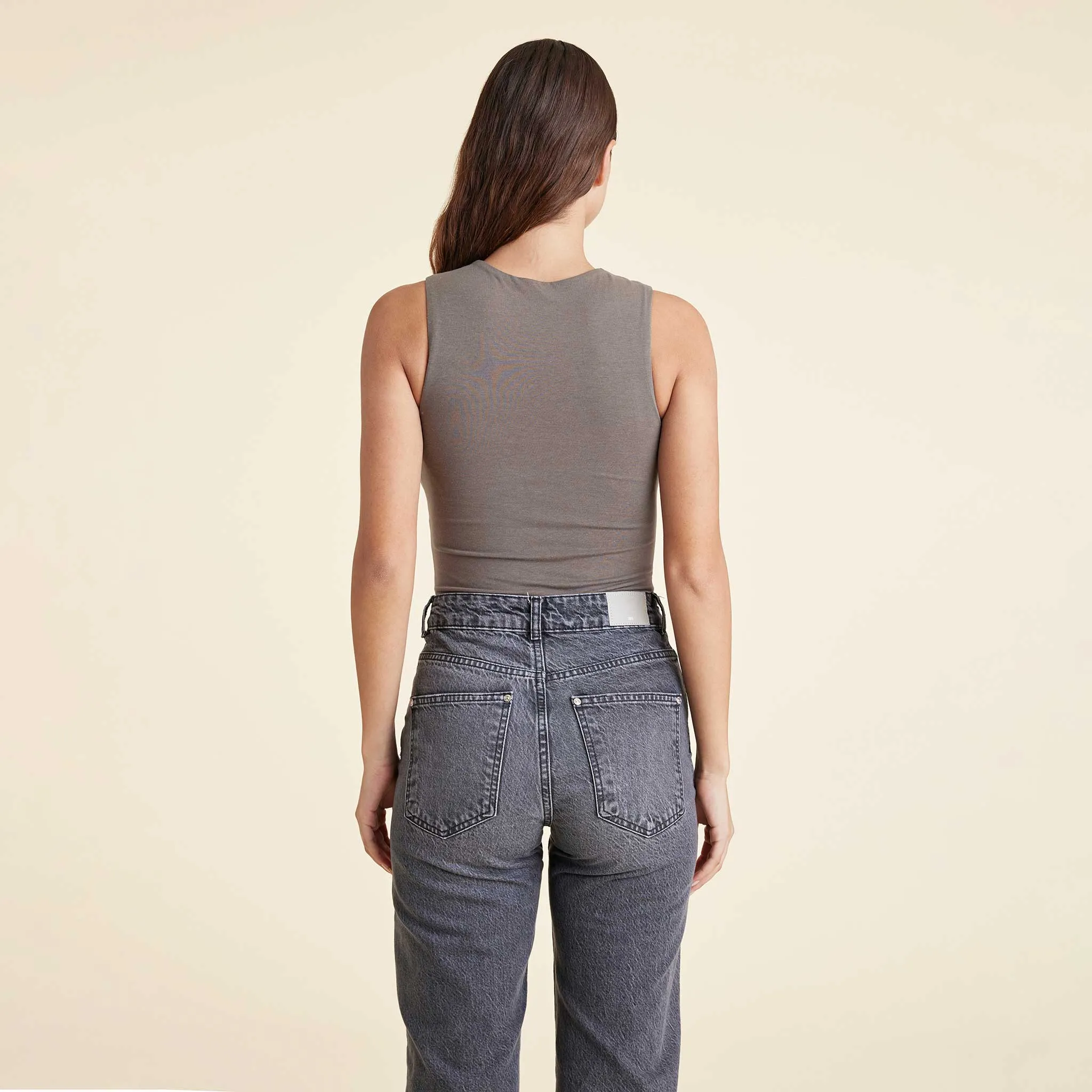 Cotton Stretch Classic Crewneck Tank Bodysuit | Mocha sold by nuuds product image thumbnail 4