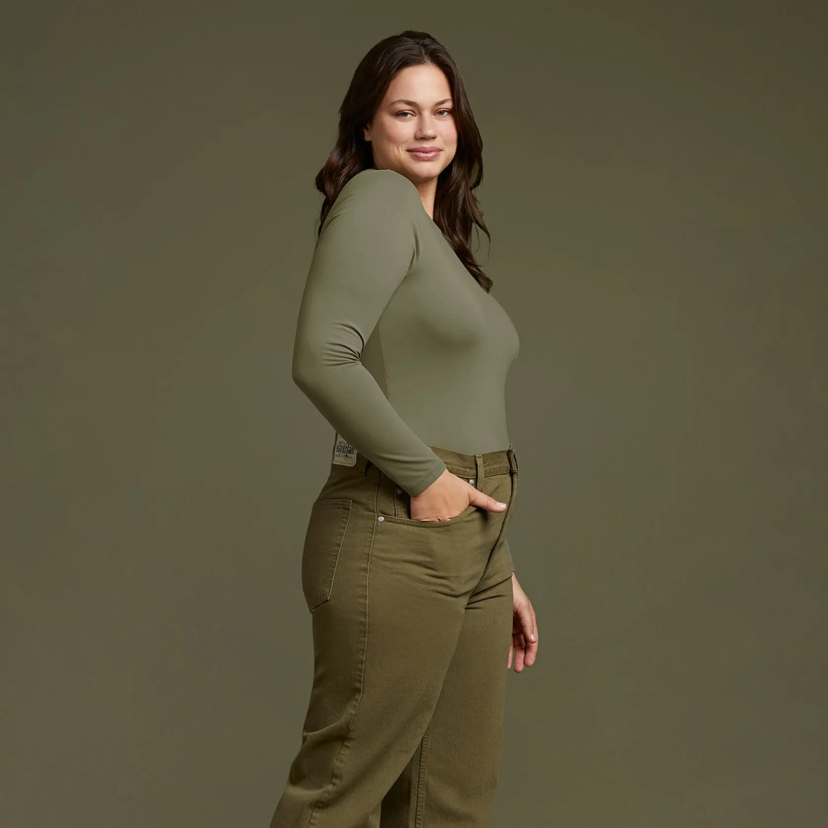 Seamless Long Sleeve Shirt | Olive sold by nuuds product image thumbnail 3