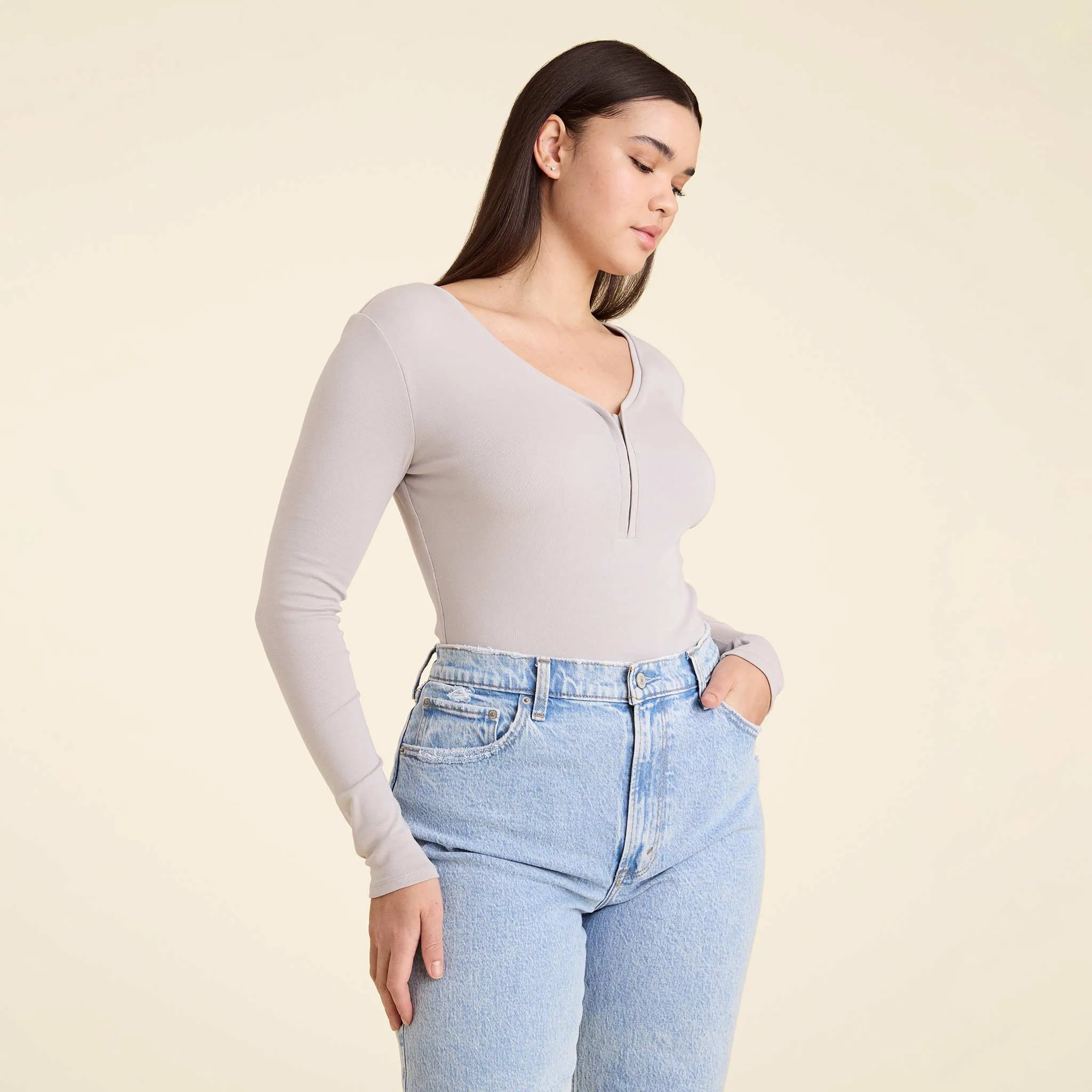 Hook & Eye Bodysuit | Stone sold by nuuds product image thumbnail 3