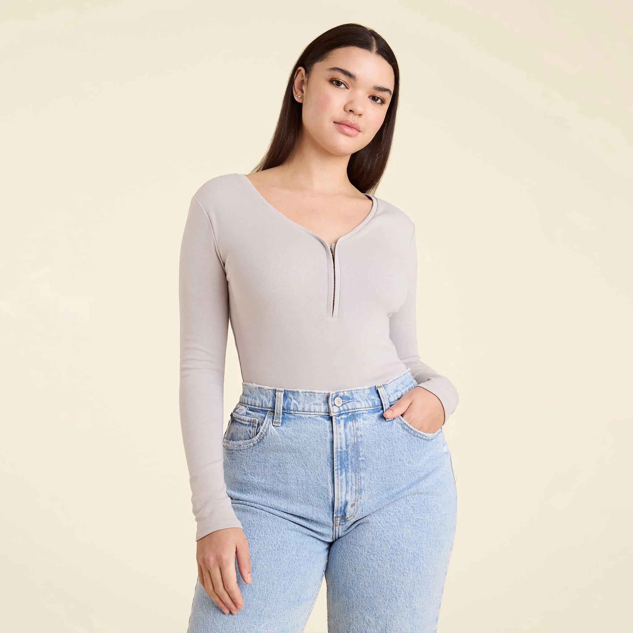 Hook & Eye Bodysuit | Stone sold by nuuds