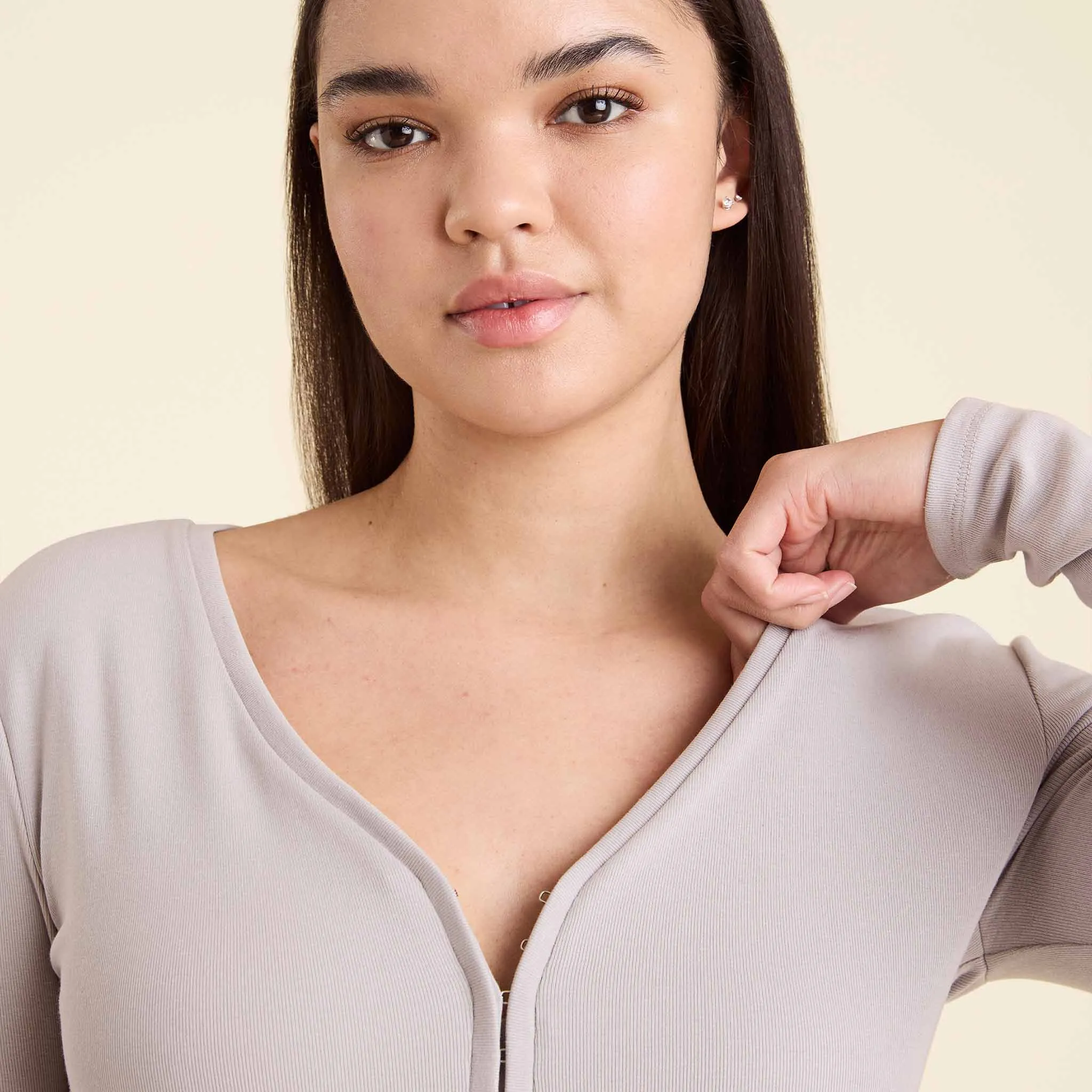 Hook & Eye Bodysuit | Stone sold by nuuds product image thumbnail 5