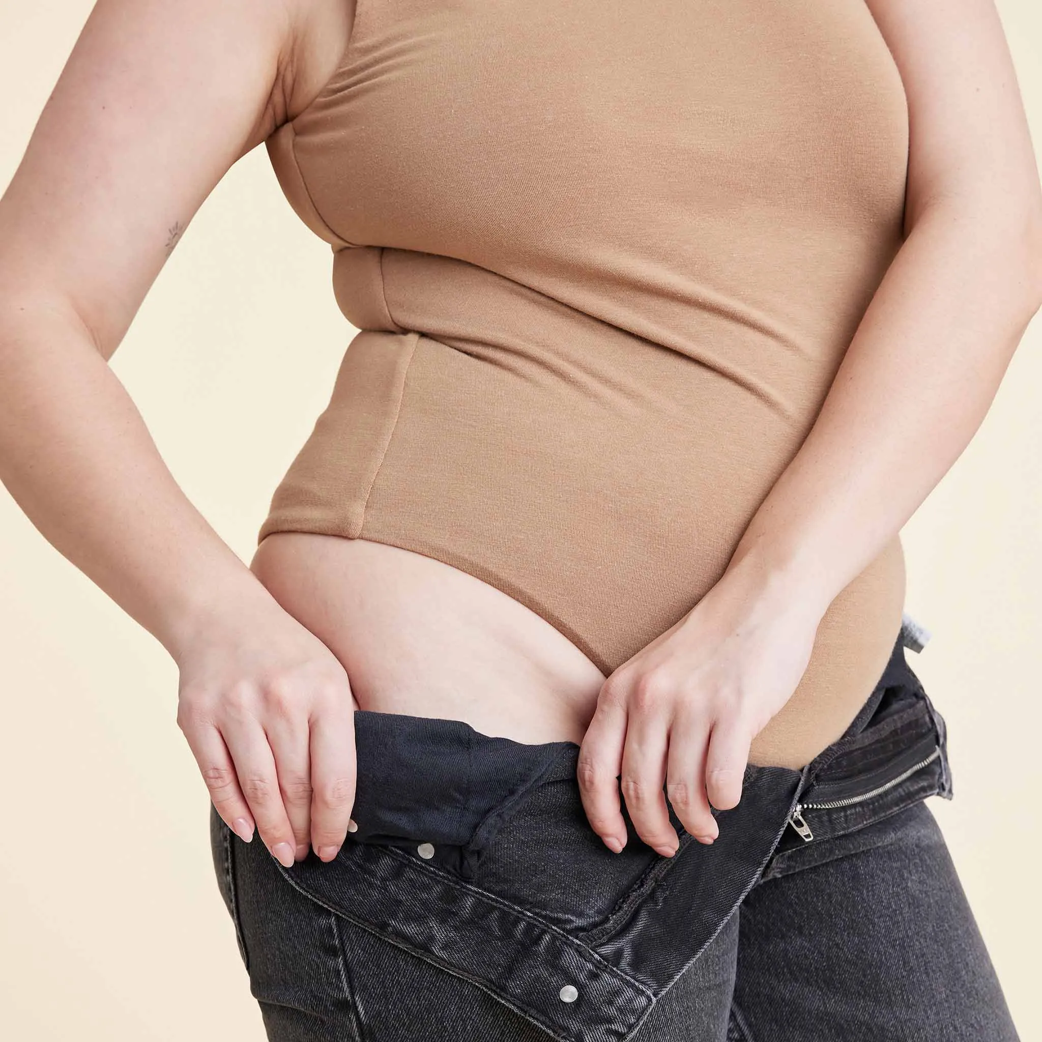 Cotton Stretch Classic Crewneck Tank Bodysuit | Cinnamon sold by nuuds product image thumbnail 5