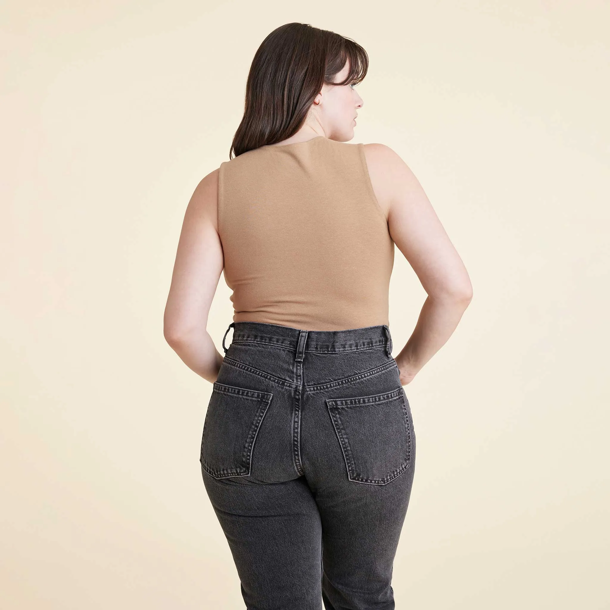 Cotton Stretch Classic Crewneck Tank Bodysuit | Cinnamon sold by nuuds product image thumbnail 4