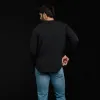 Long Sleeve Curved Hem T-Shirt | Black sold by nuuds