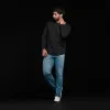 Long Sleeve Curved Hem T-Shirt | Black sold by nuuds