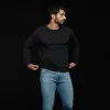 Long Sleeve Curved Hem T-Shirt | Black sold by nuuds