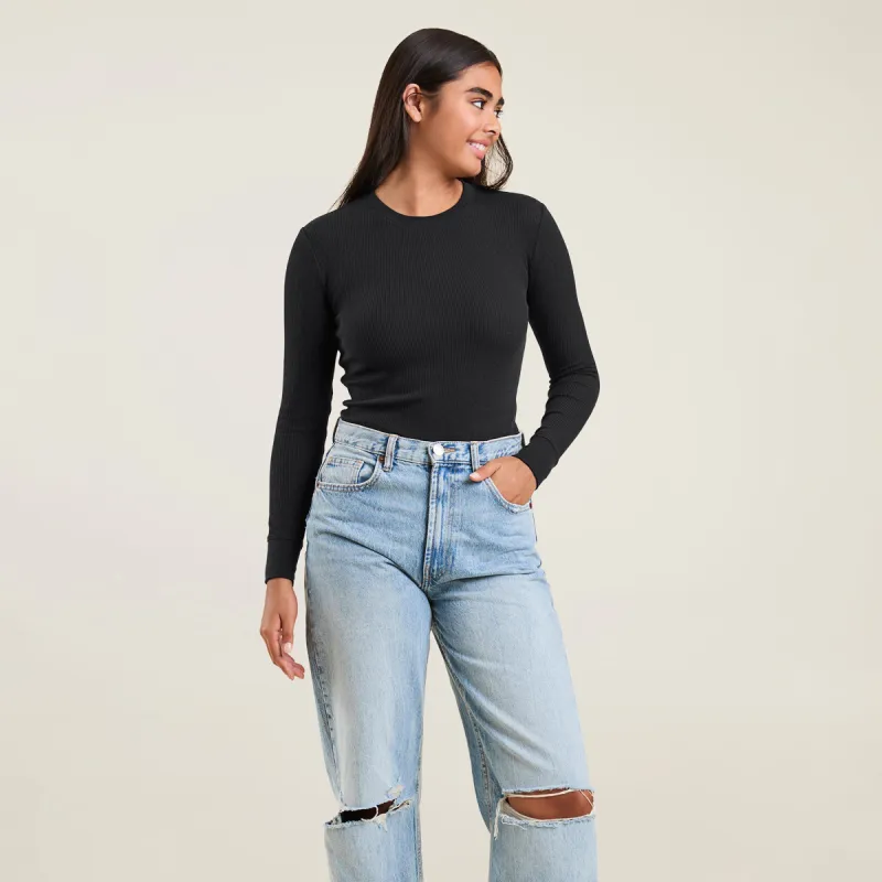 Waffle Bodysuit | Black sold by nuuds