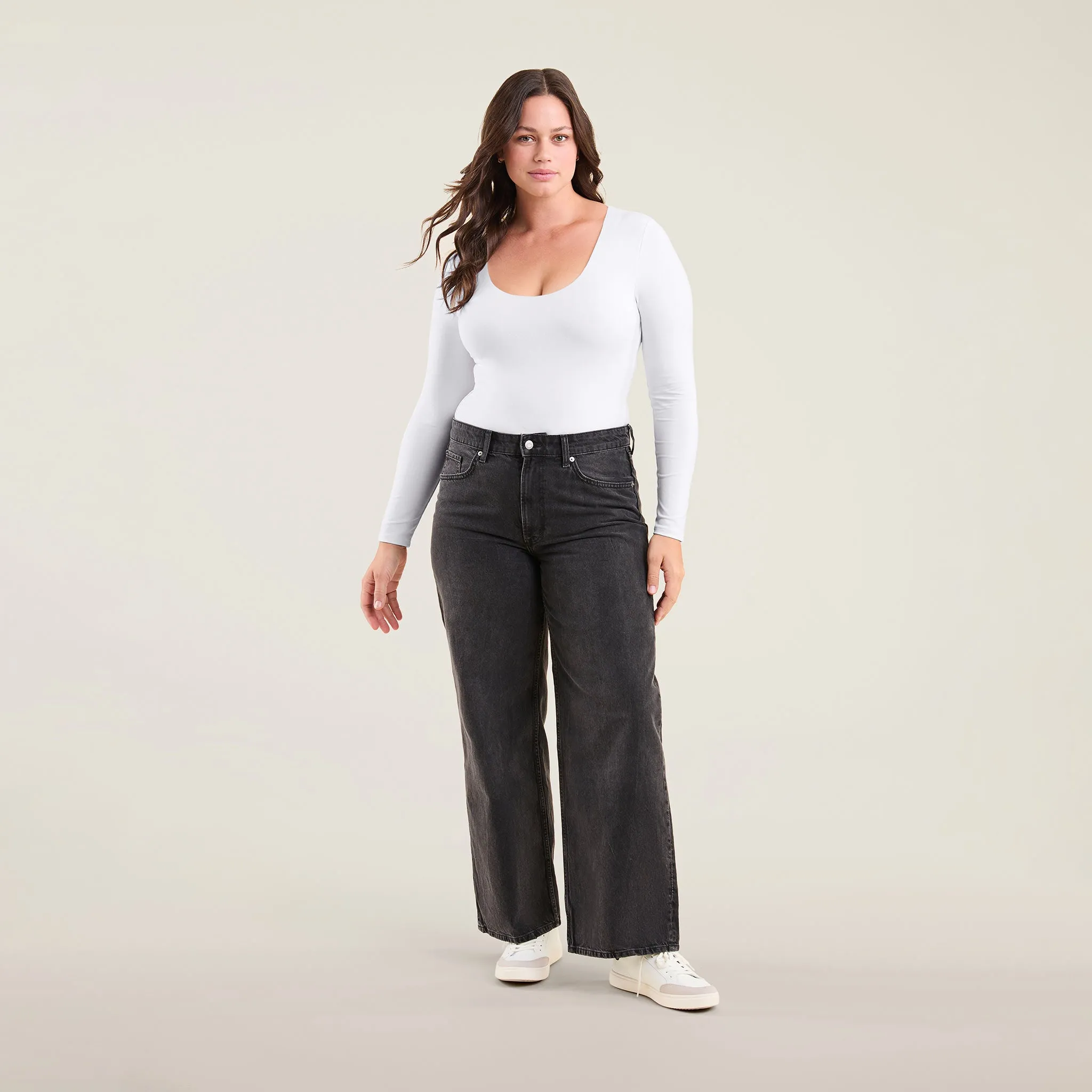 Long Sleeve Scoop Neck Bodysuit | White sold by nuuds product image thumbnail 2