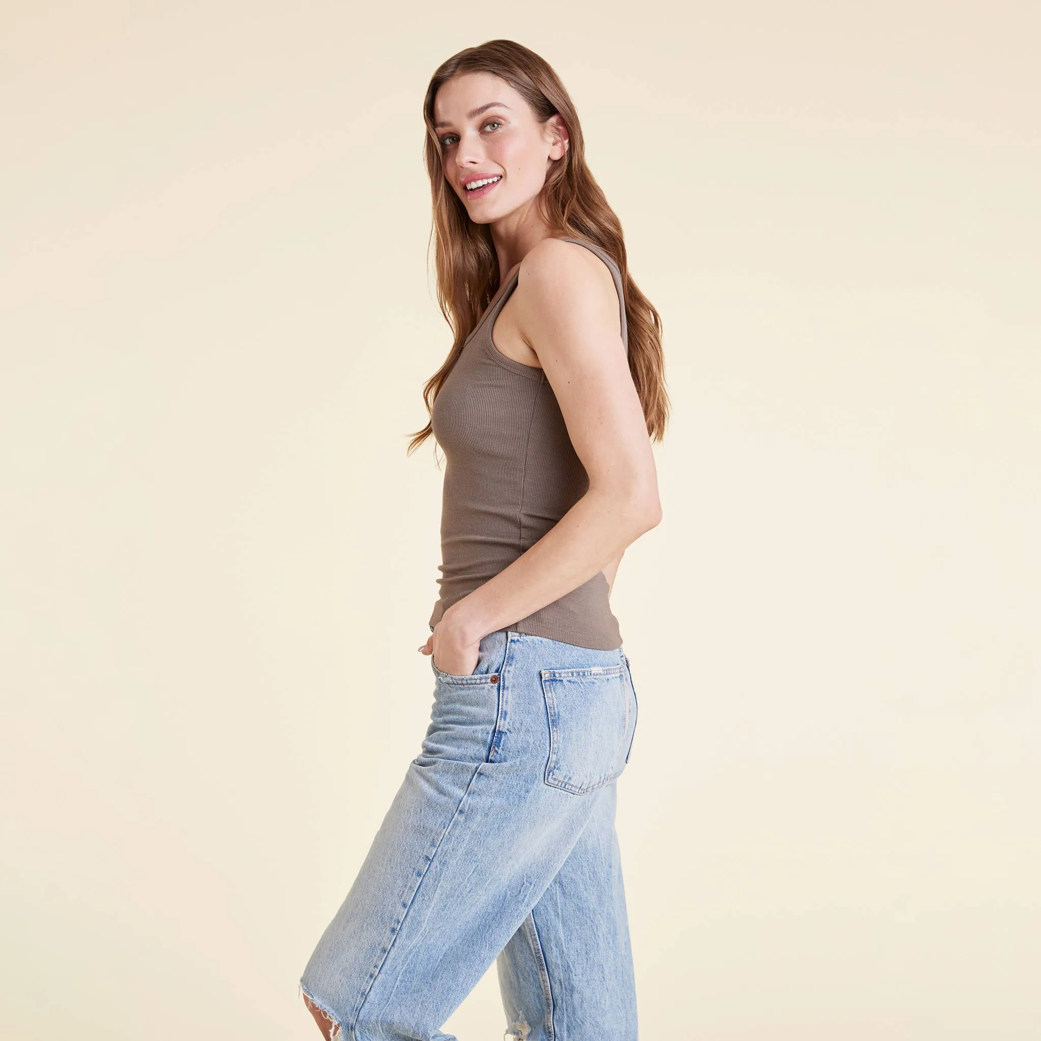 Slinky Rib Tank | Mocha sold by nuuds product image thumbnail 3