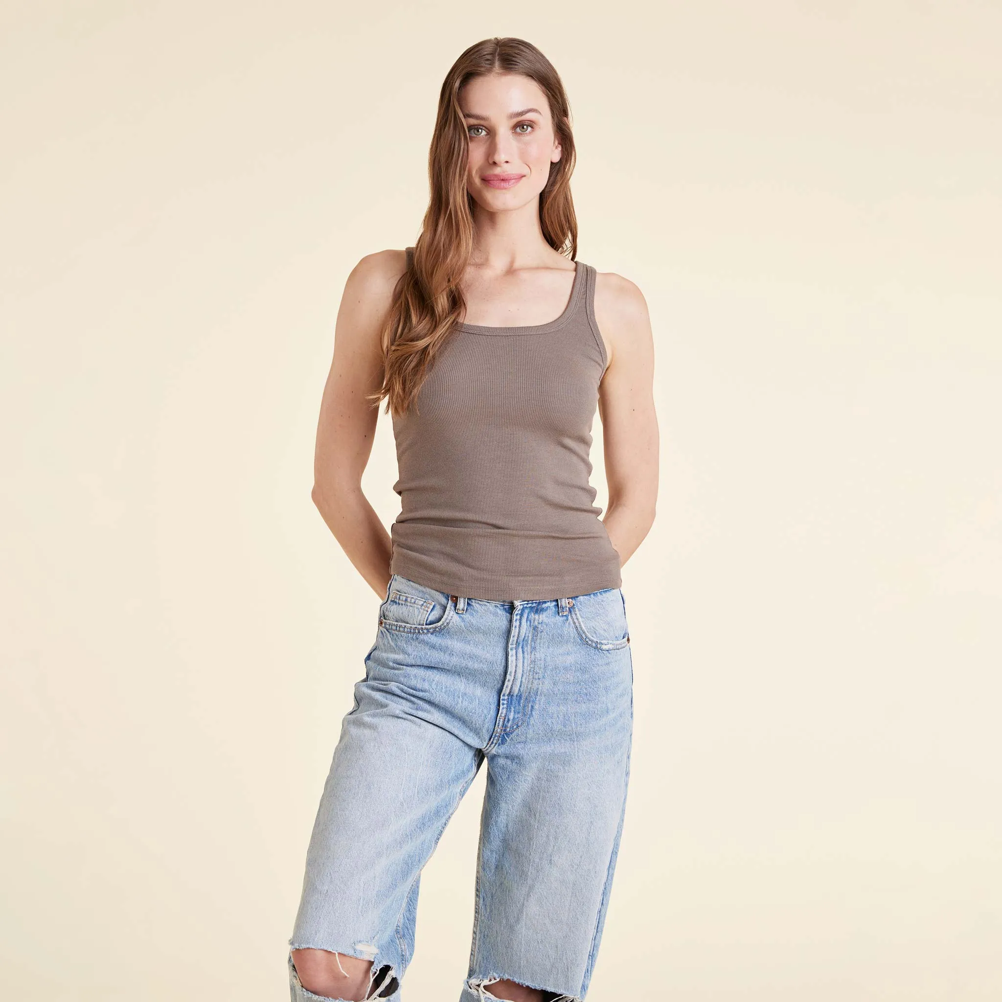 Slinky Rib Tank | Mocha sold by nuuds