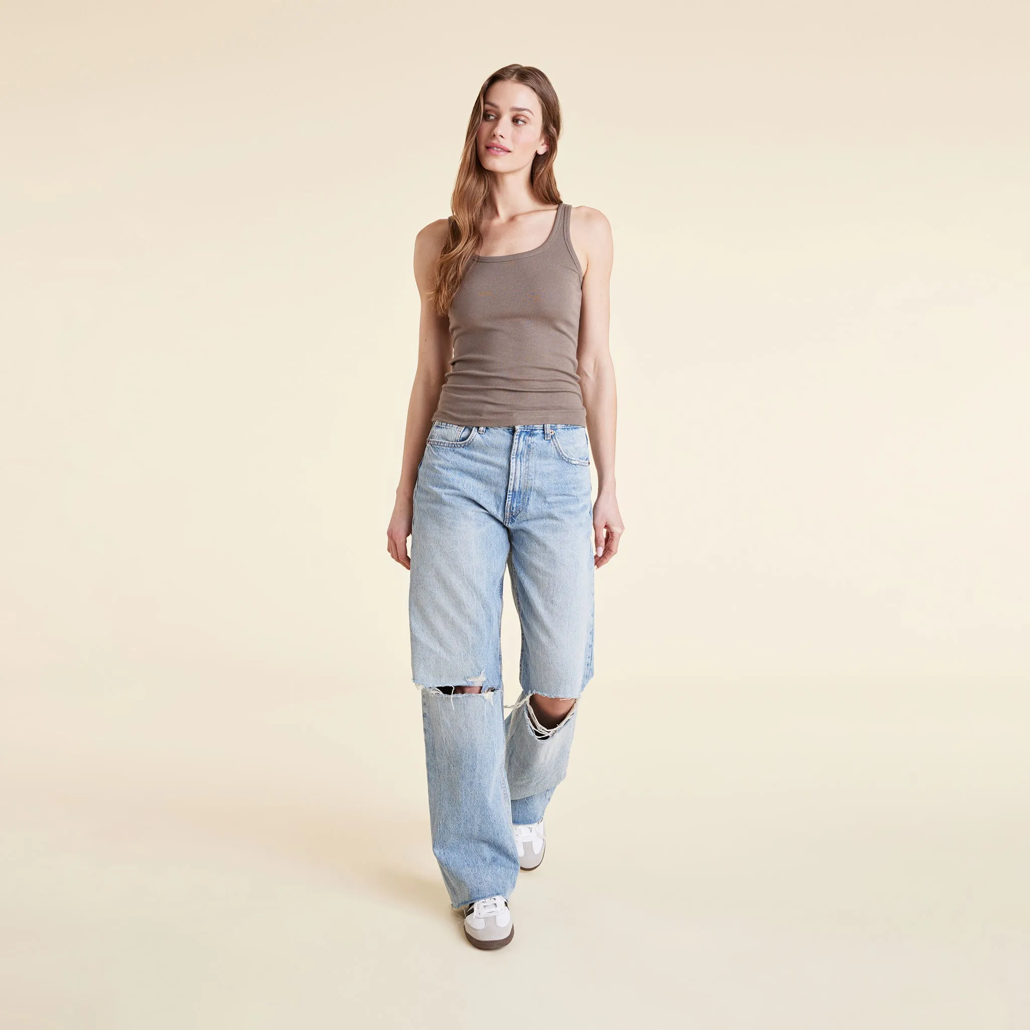 Slinky Rib Tank | Mocha sold by nuuds product image thumbnail 2