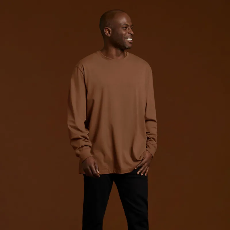 Long Sleeve Boxy Tee | Chocolate sold by nuuds