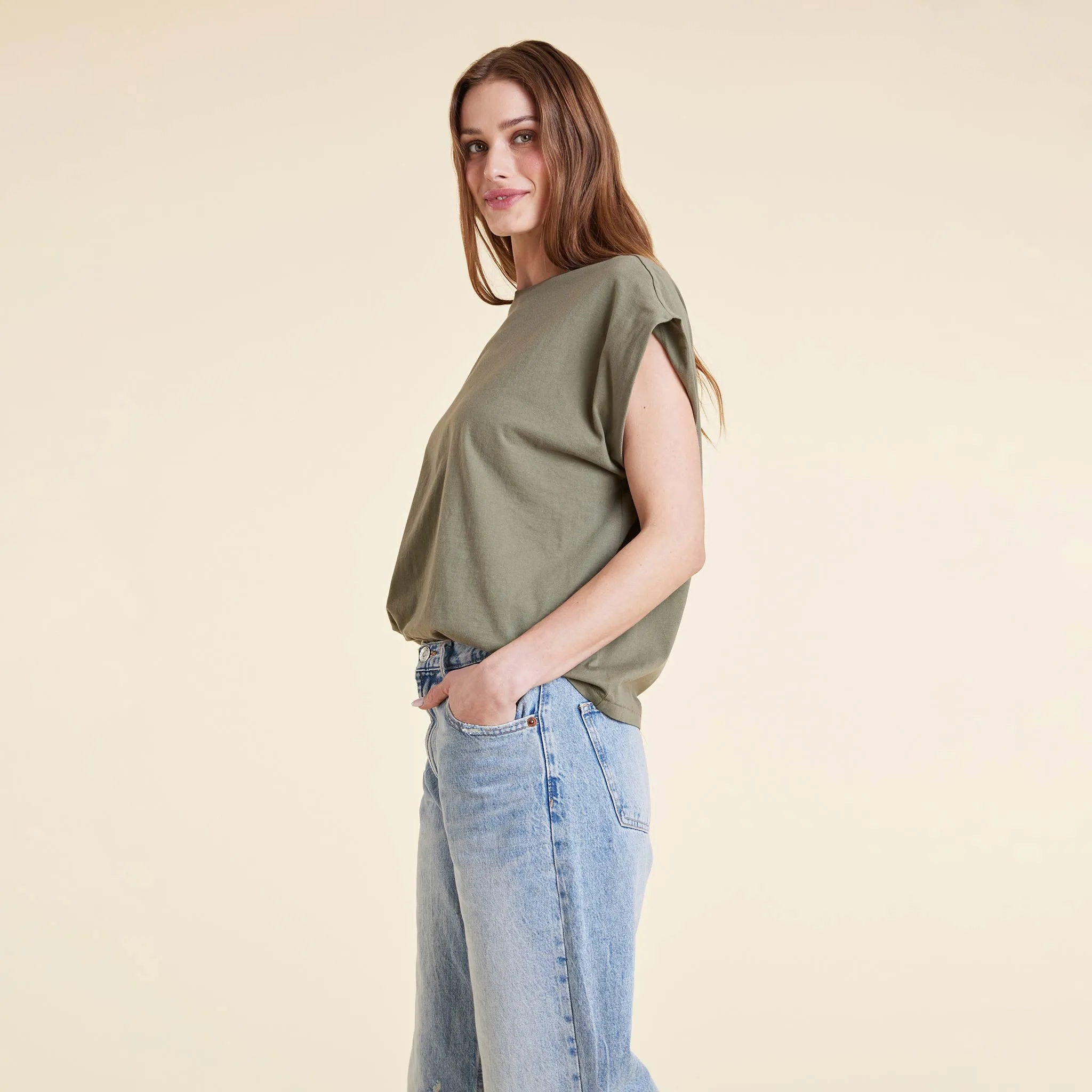 Soft Cotton Muscle Tee | Olive sold by nuuds product image thumbnail 3