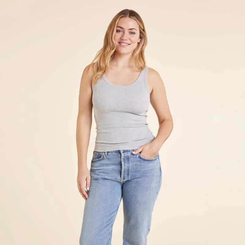 Slinky Rib Tank | Heather Grey sold by nuuds