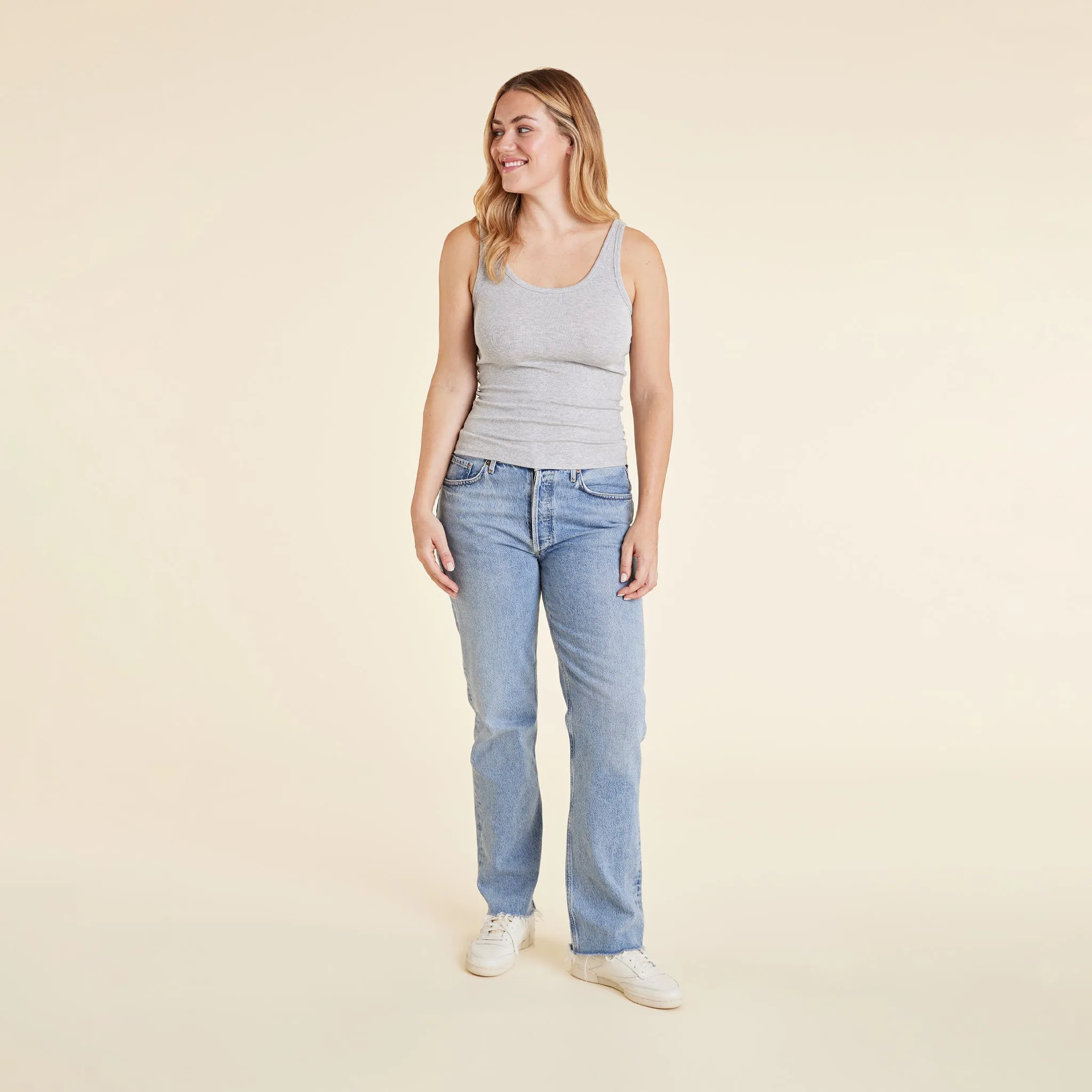 Slinky Rib Tank | Heather Grey sold by nuuds product image thumbnail 2