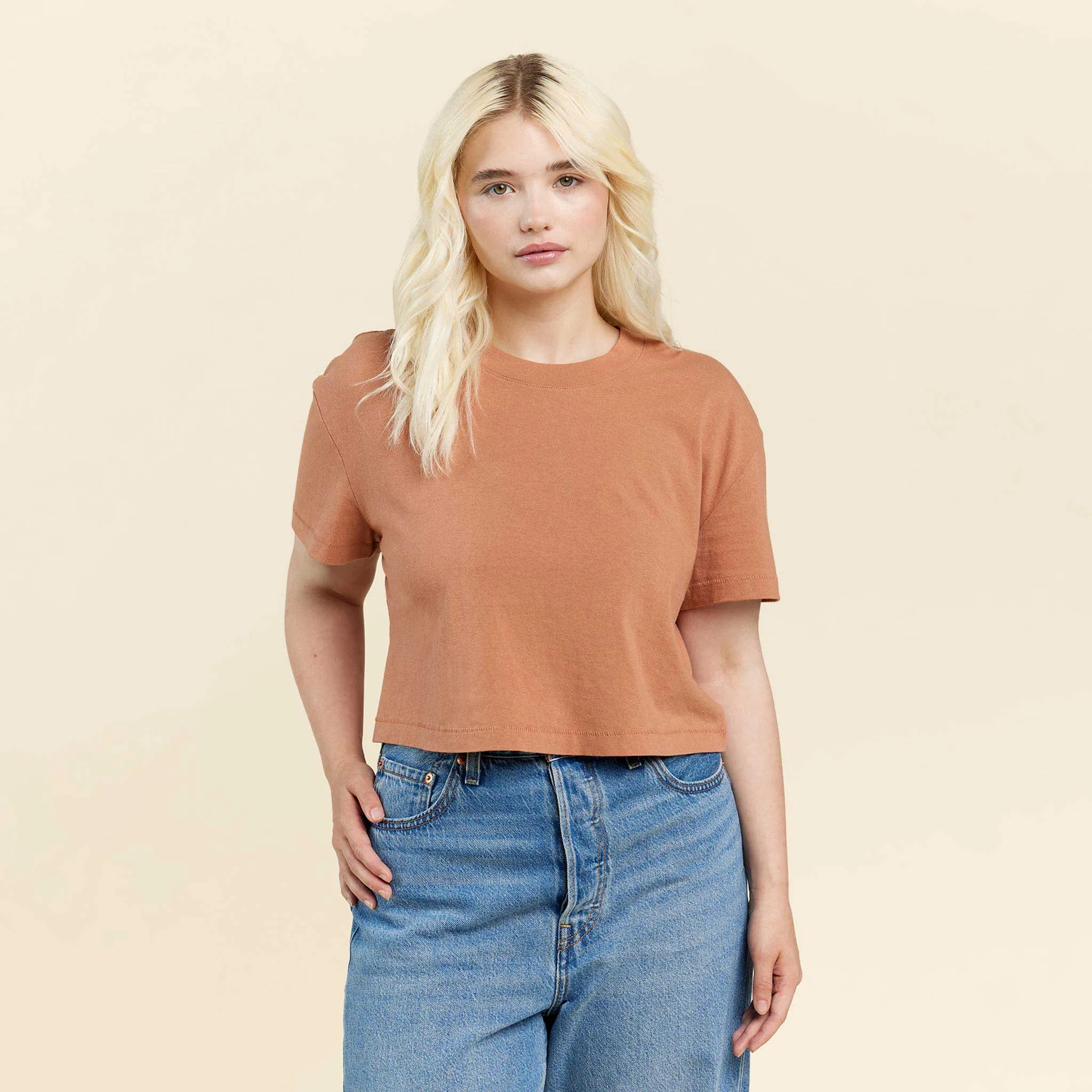 Vintage Cotton Cropped Tee | Clay sold by nuuds
