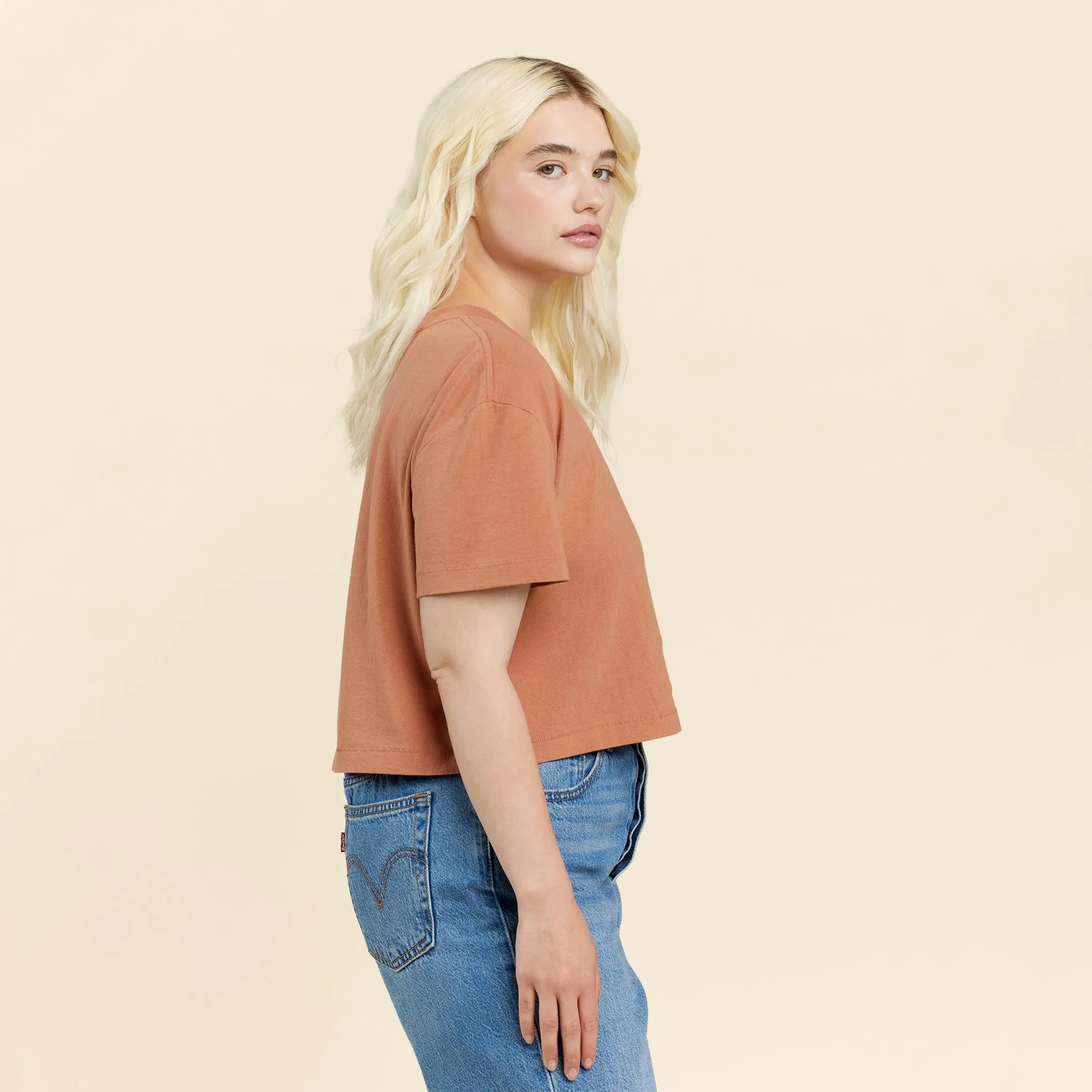 Vintage Cotton Cropped Tee | Clay sold by nuuds product image thumbnail 3