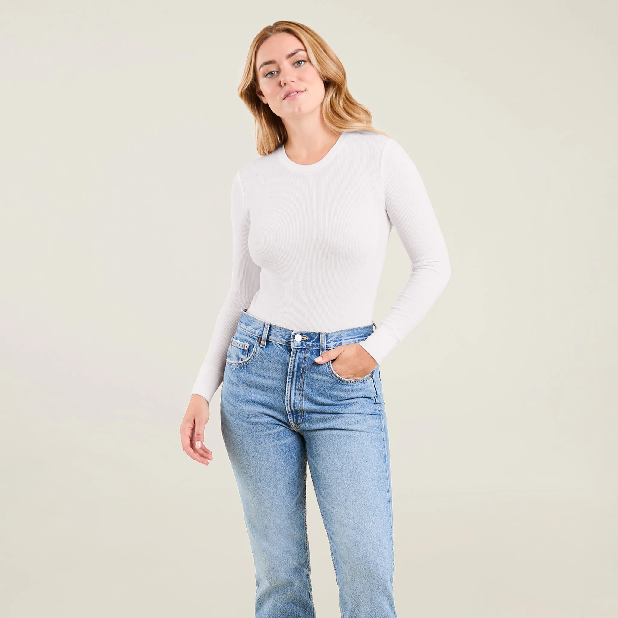 Waffle Bodysuit | White sold by nuuds