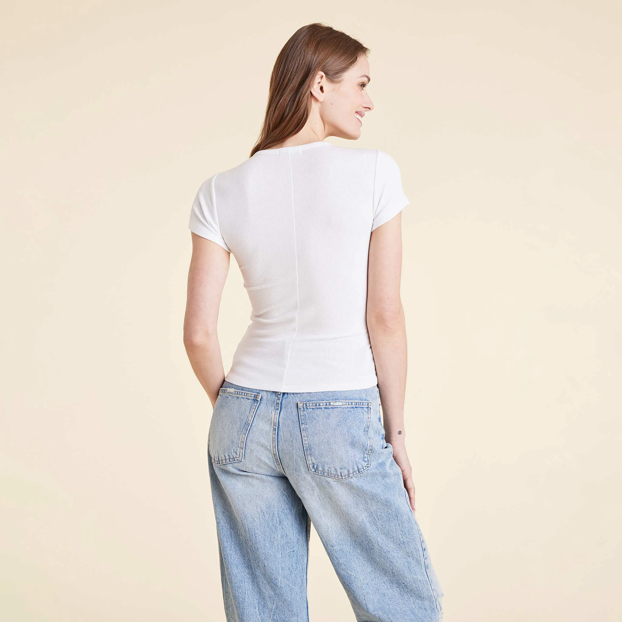 Slinky Rib Tee | White sold by nuuds product image thumbnail 4