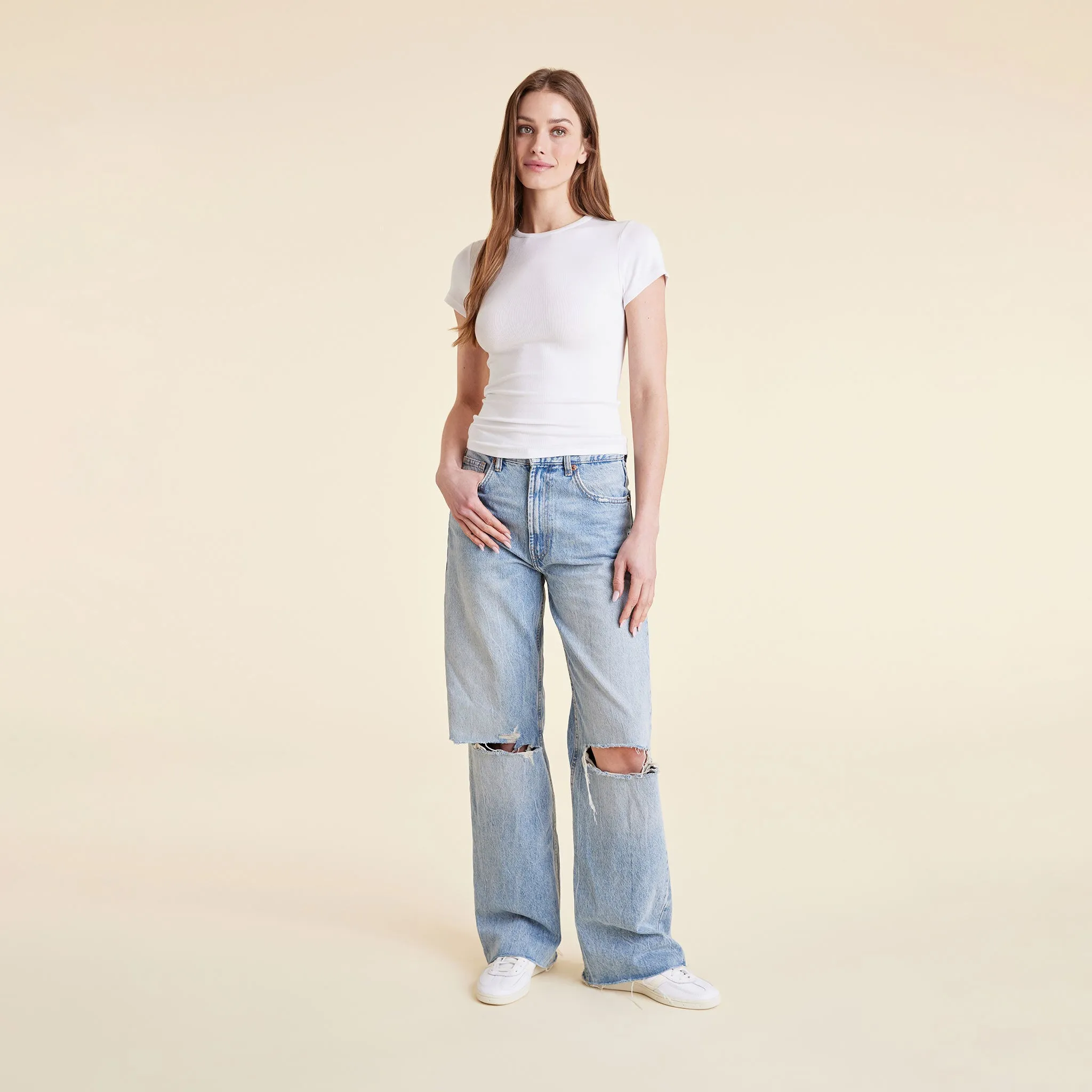 Slinky Rib Tee | White sold by nuuds product image thumbnail 2