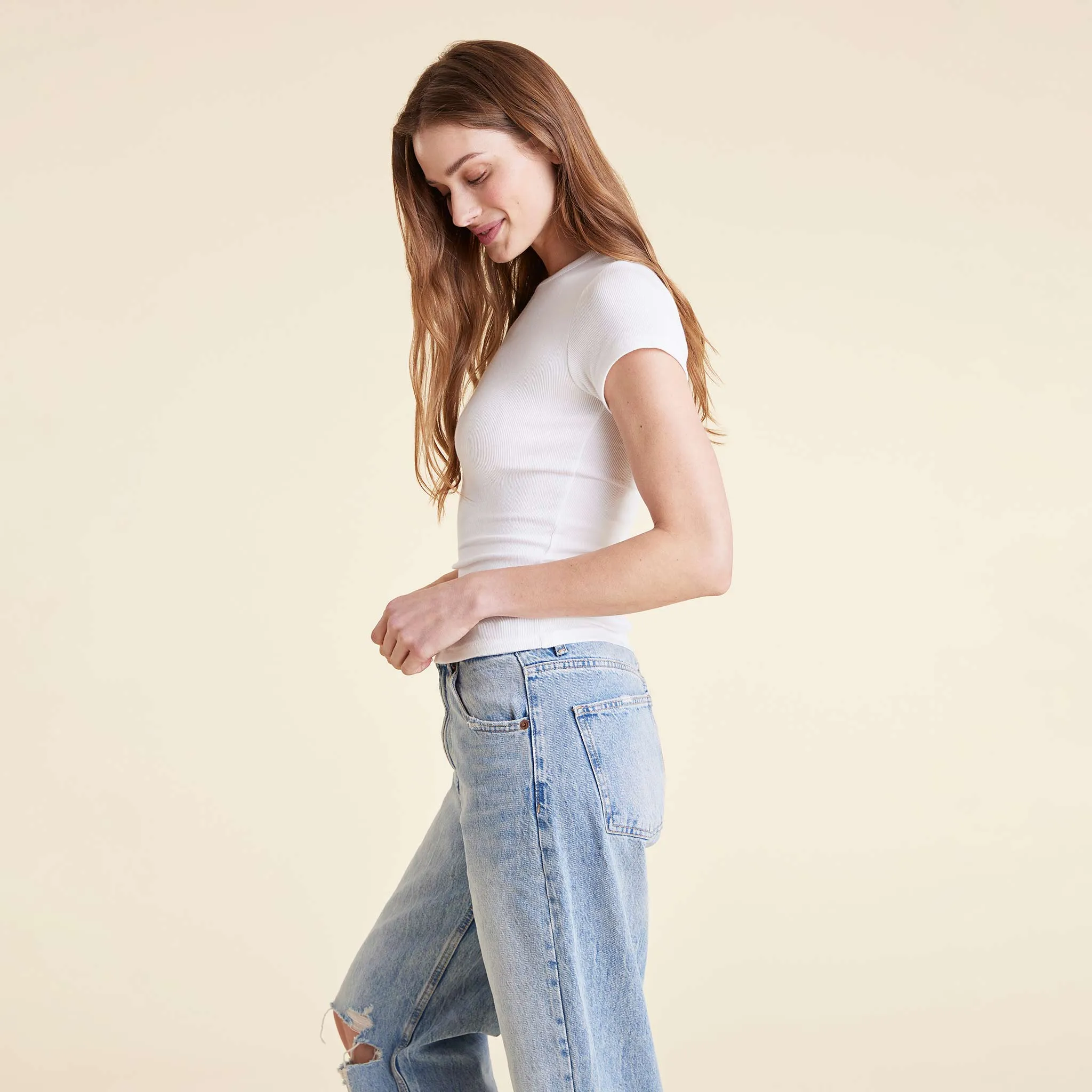 Slinky Rib Tee | White sold by nuuds product image thumbnail 3