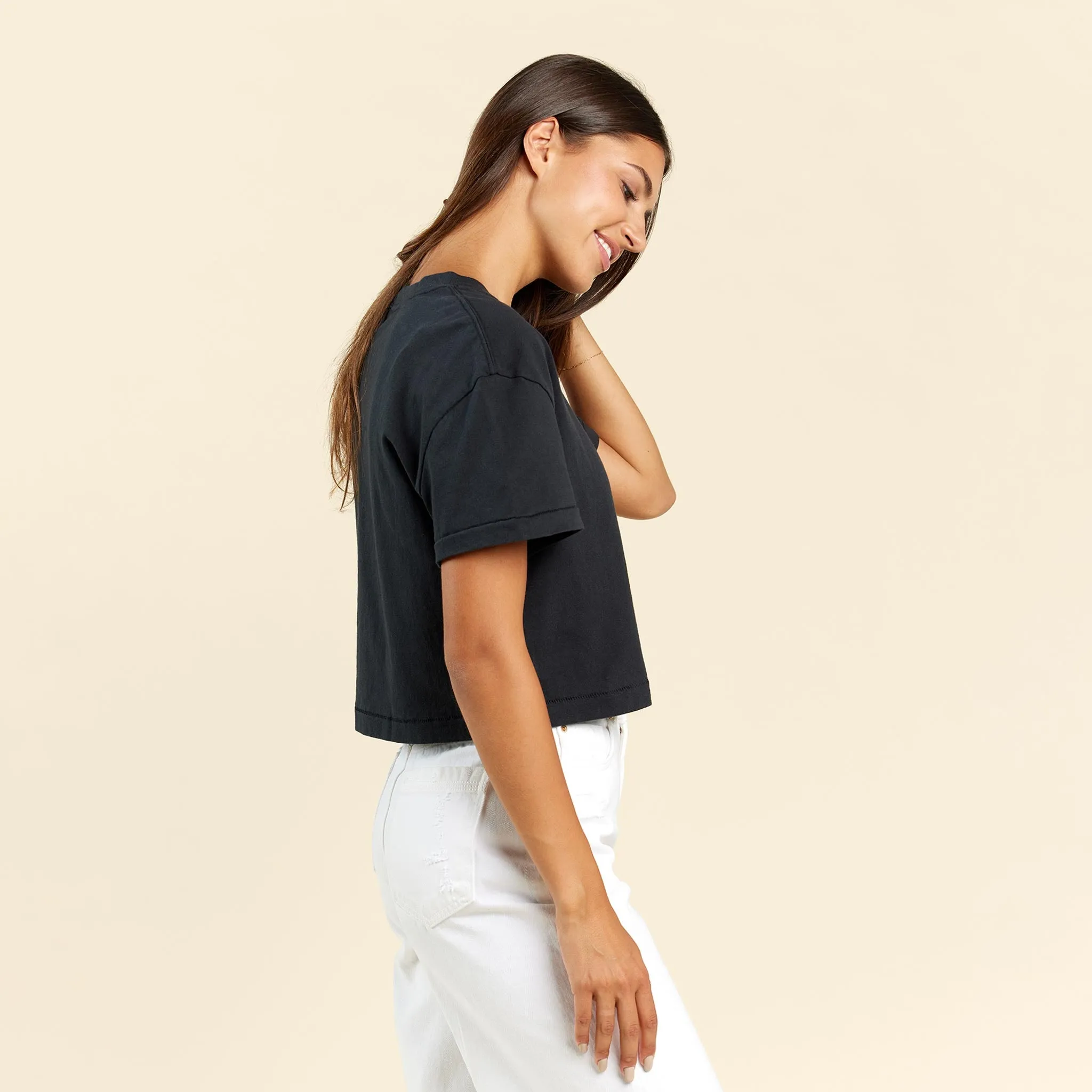 Vintage Cotton Cropped Tee | Black sold by nuuds product image thumbnail 3