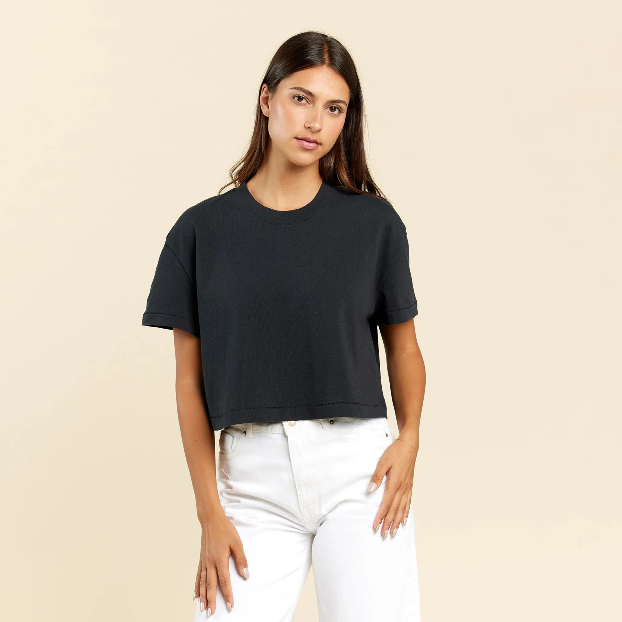 Vintage Cotton Cropped Tee | Black sold by nuuds
