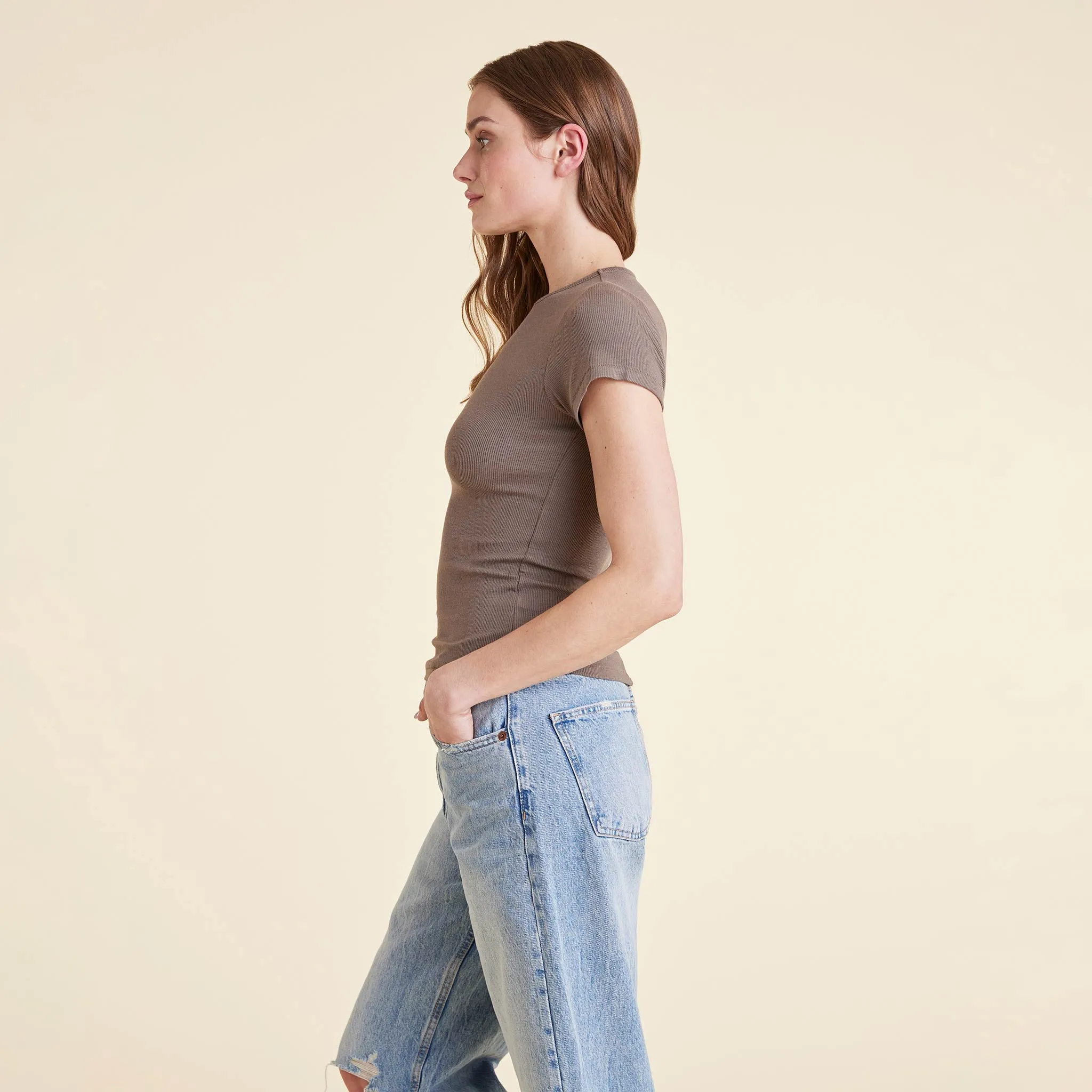 Slinky Rib Tee | Mocha sold by nuuds product image thumbnail 3