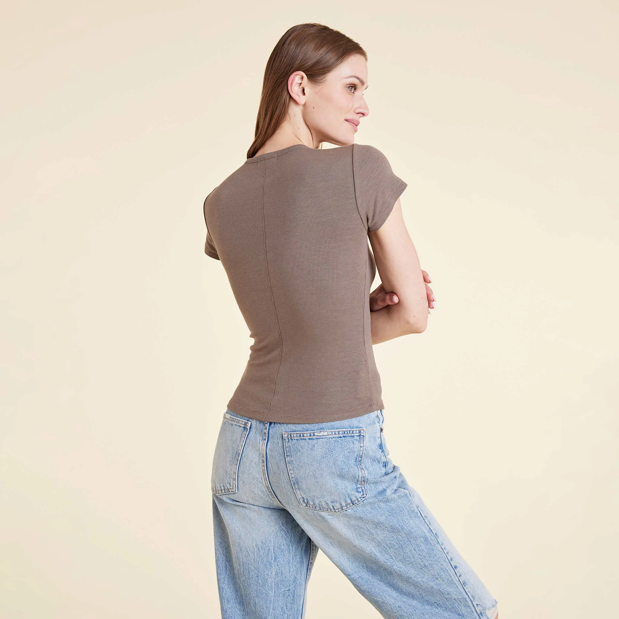 Slinky Rib Tee | Mocha sold by nuuds product image thumbnail 4