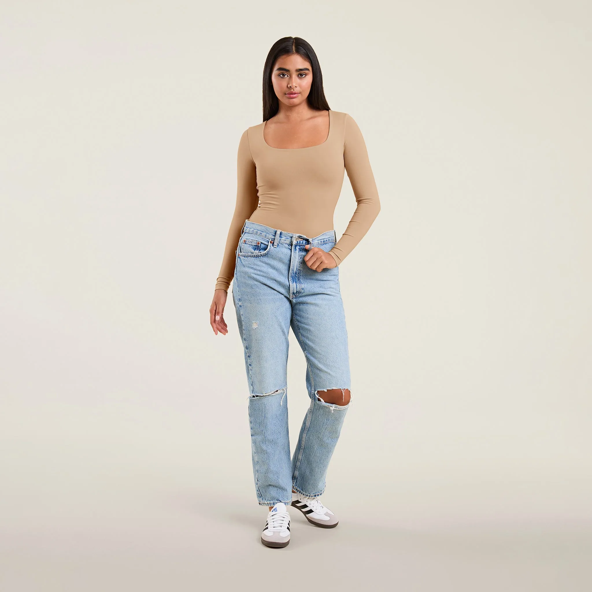 Long Sleeve Square Neck Bodysuit | Oat sold by nuuds product image thumbnail 2