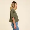 Boxy V-Neck Tee | Olive sold by nuuds