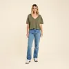 Boxy V-Neck Tee | Olive sold by nuuds