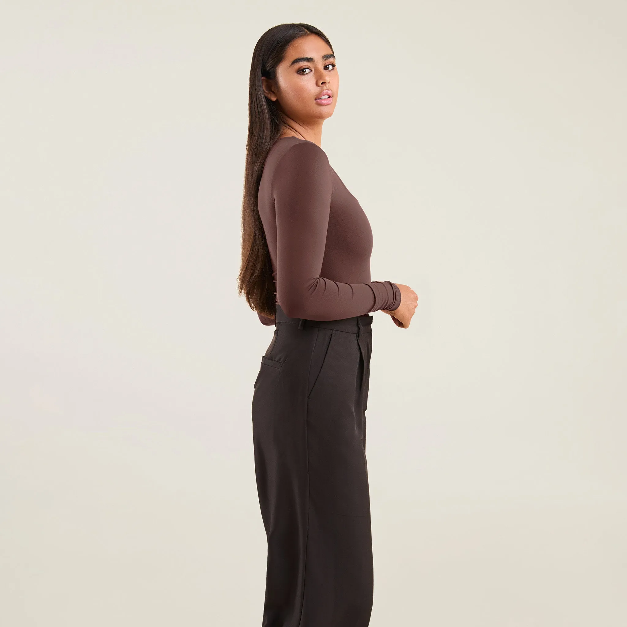 Long Sleeve Square Neck Bodysuit | Coffee sold by nuuds product image thumbnail 3