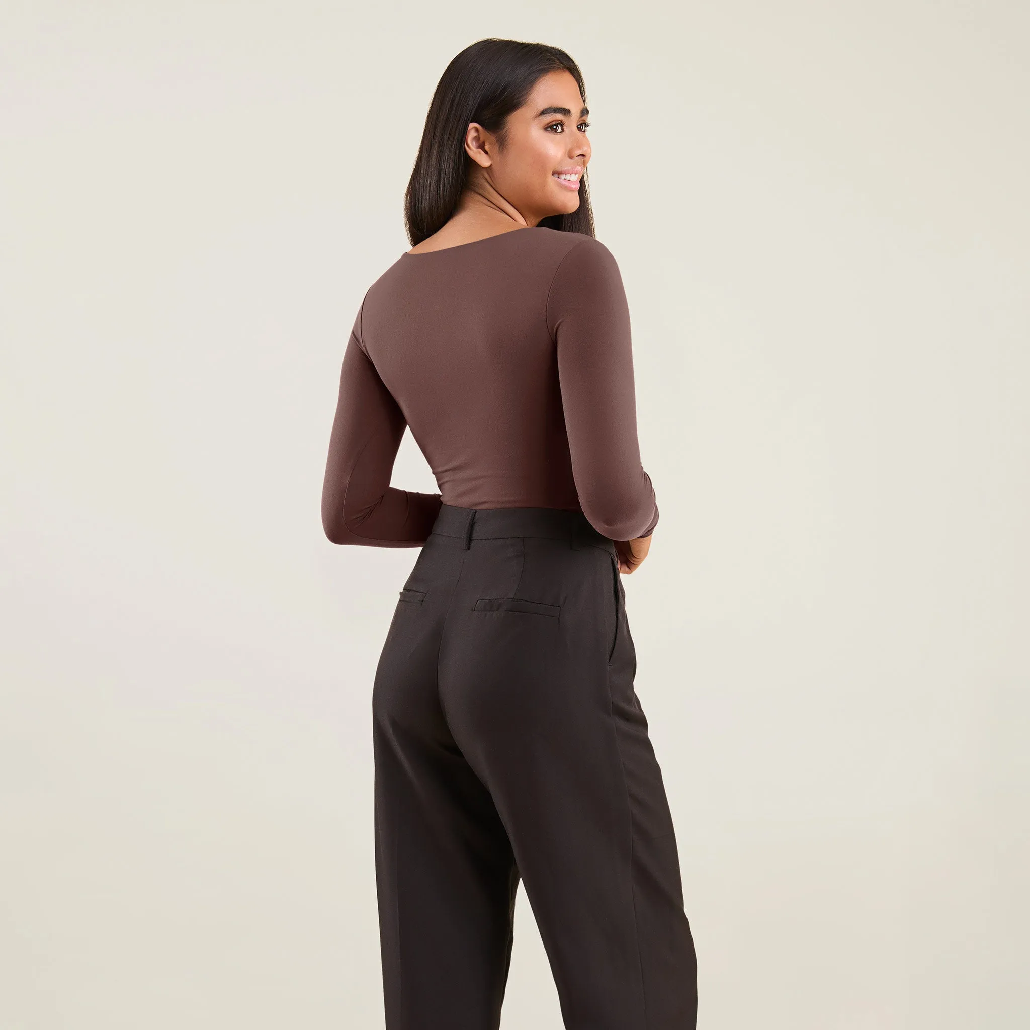 Long Sleeve Square Neck Bodysuit | Coffee sold by nuuds product image thumbnail 4