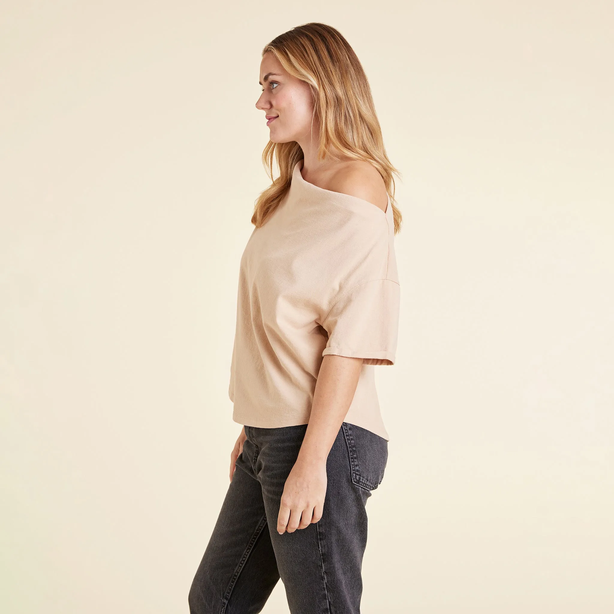 Vintage Cotton Off The Shoulder T-Shirt | Oat sold by nuuds product image thumbnail 3