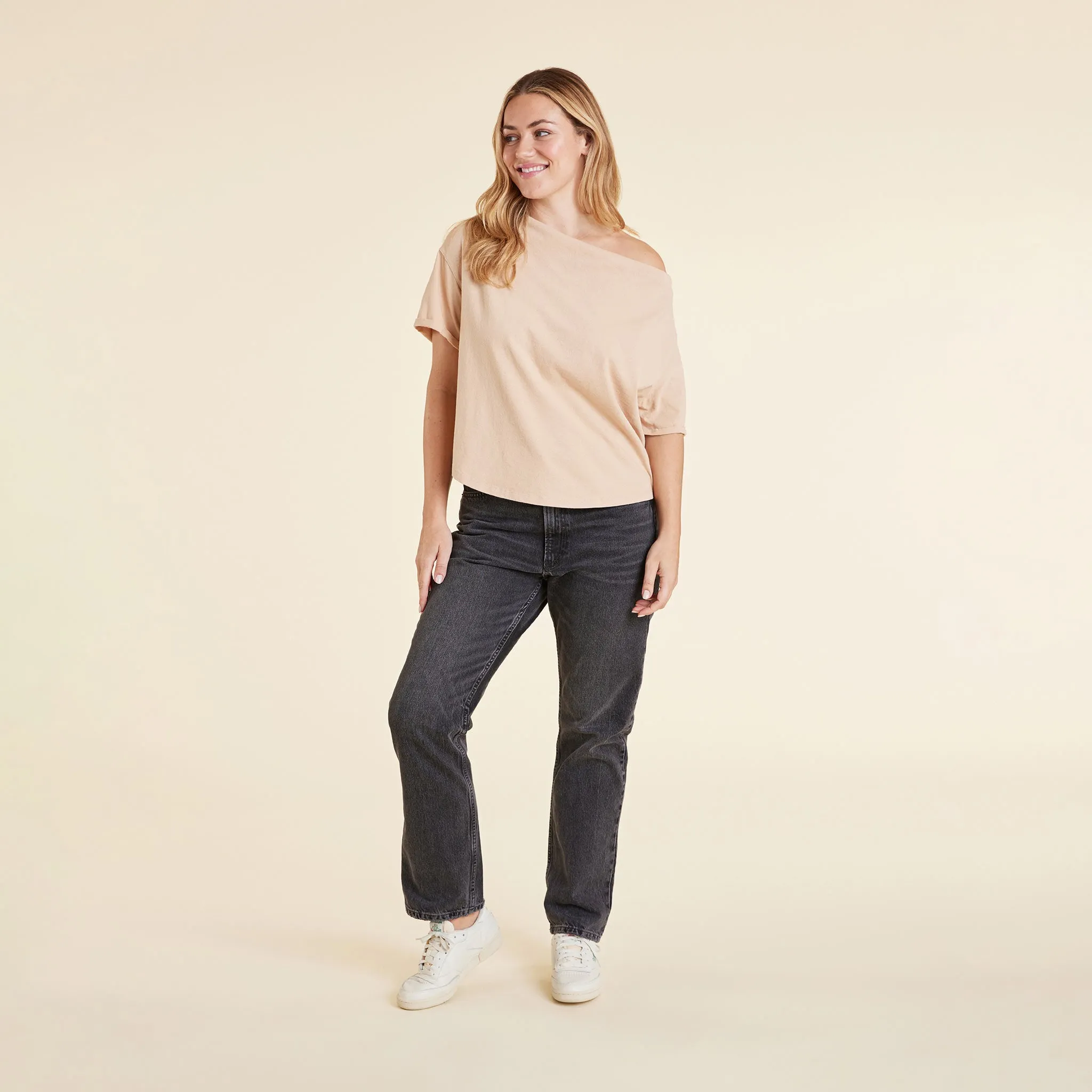 Vintage Cotton Off The Shoulder T-Shirt | Oat sold by nuuds product image thumbnail 2