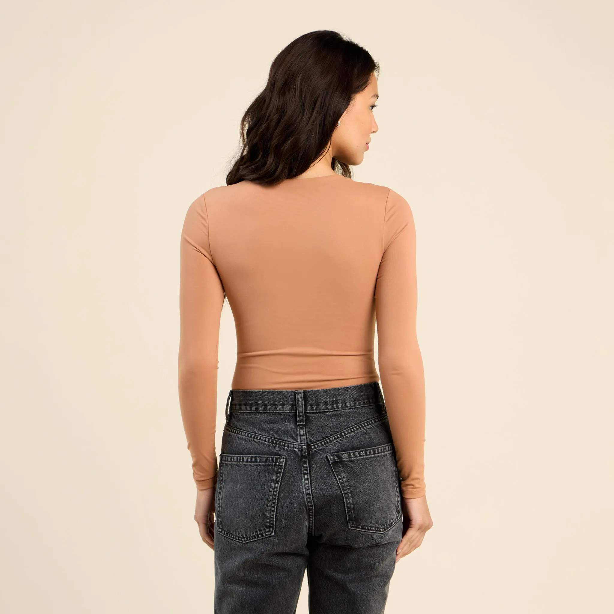 Long Sleeve Crewneck Bodysuit | Clay sold by nuuds product image thumbnail 4